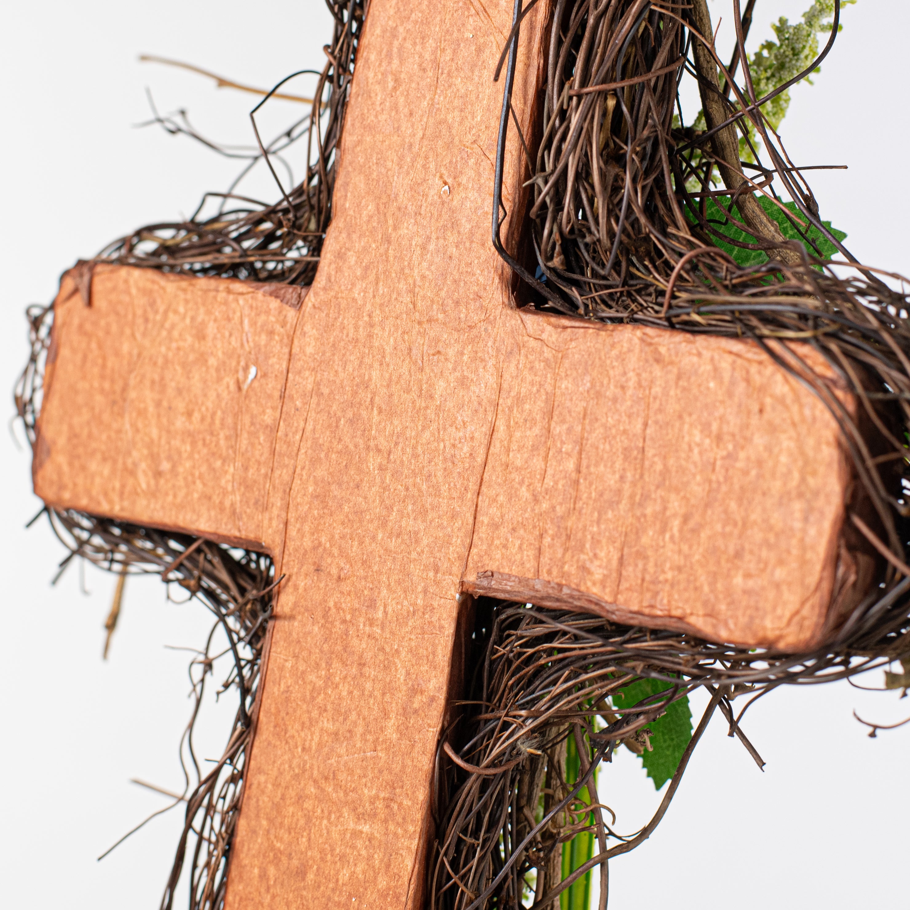 14" Eggs & Grasses on Natural Twig Cross Ornament detail photo 5