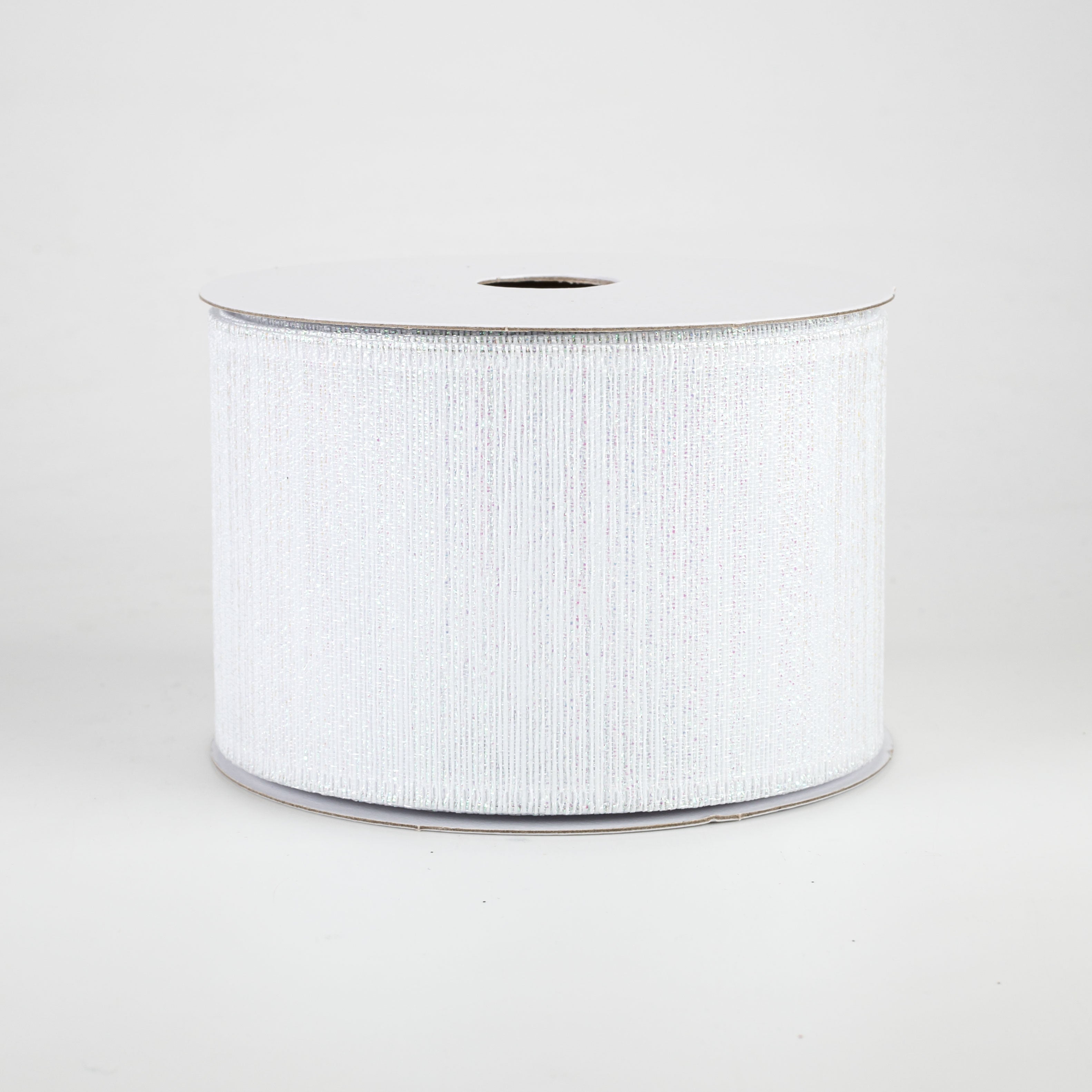 2.5" Elegant Metallic Weave Ribbon: White Iridescent (10 Yards)