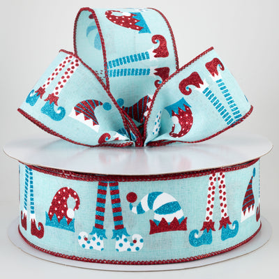2.5" Elf Hats & Legs Ribbon: Ice Blue (50 Yards) Lifestyle Photo