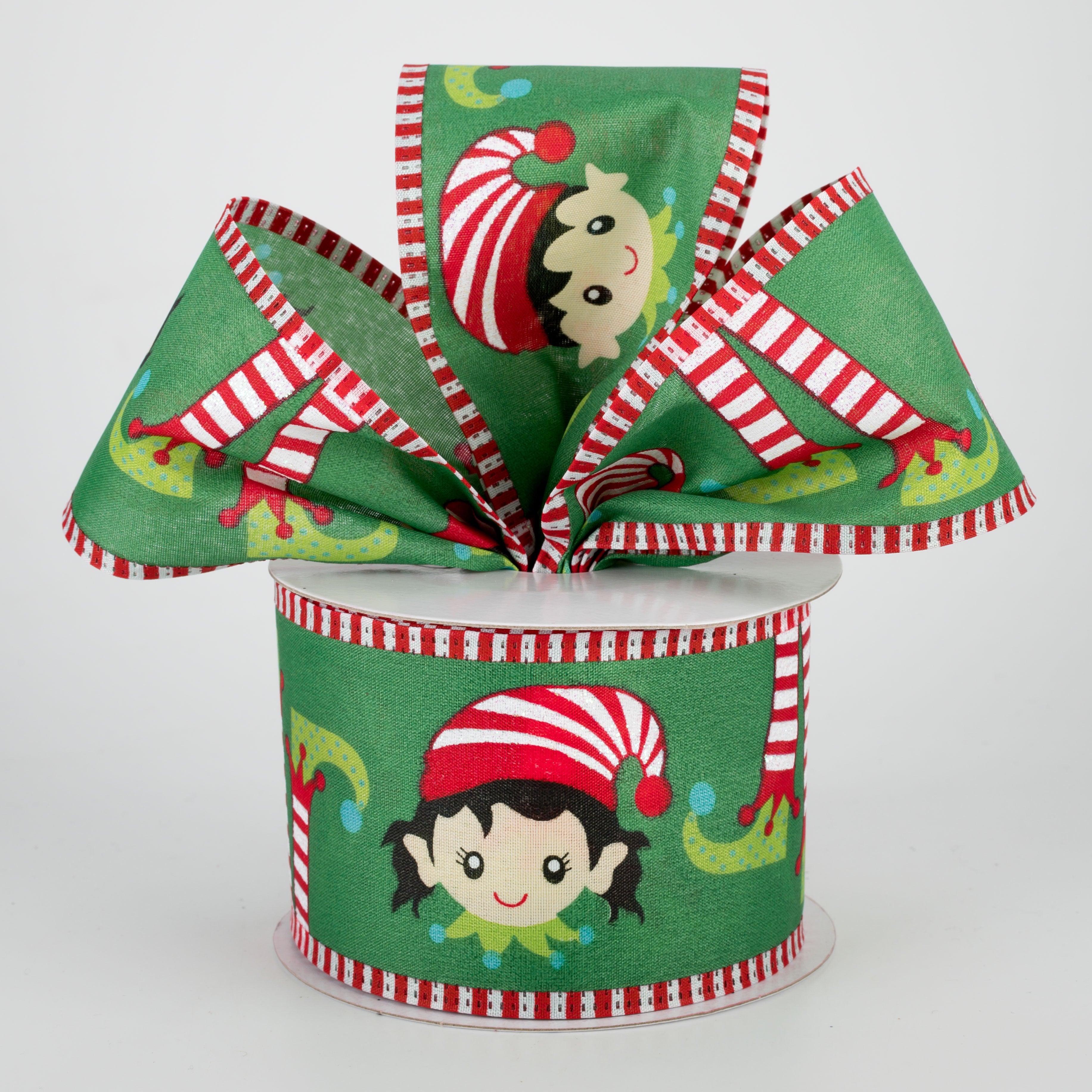 2.5" Elf Head & Feet Ribbon: Emerald (10 Yards) Lifestyle Photo