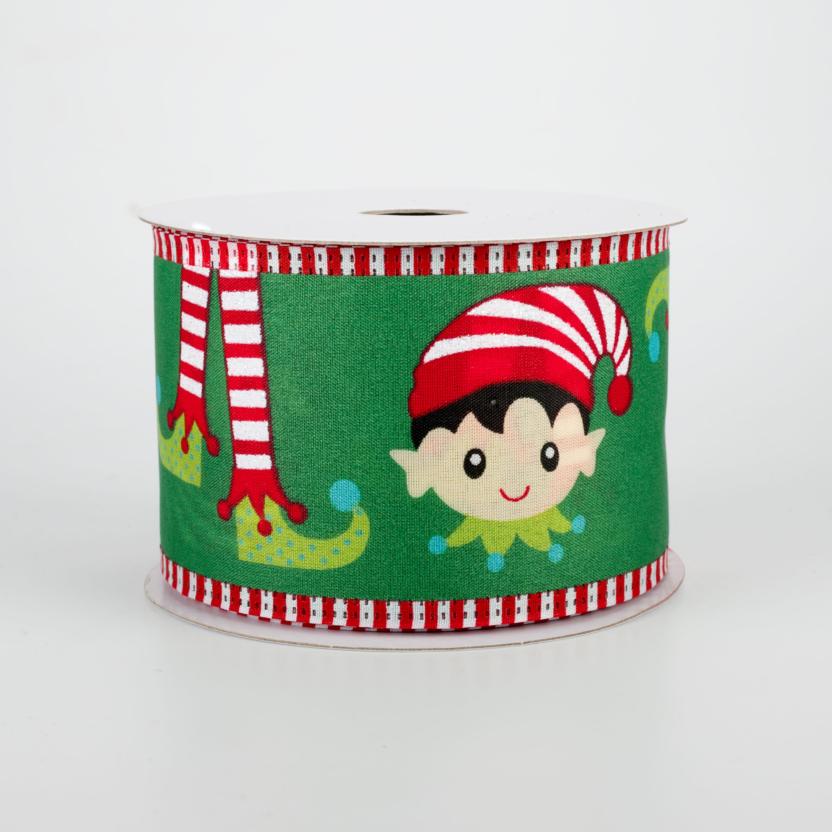 2.5" Elf Head & Feet Ribbon: Emerald (10 Yards)