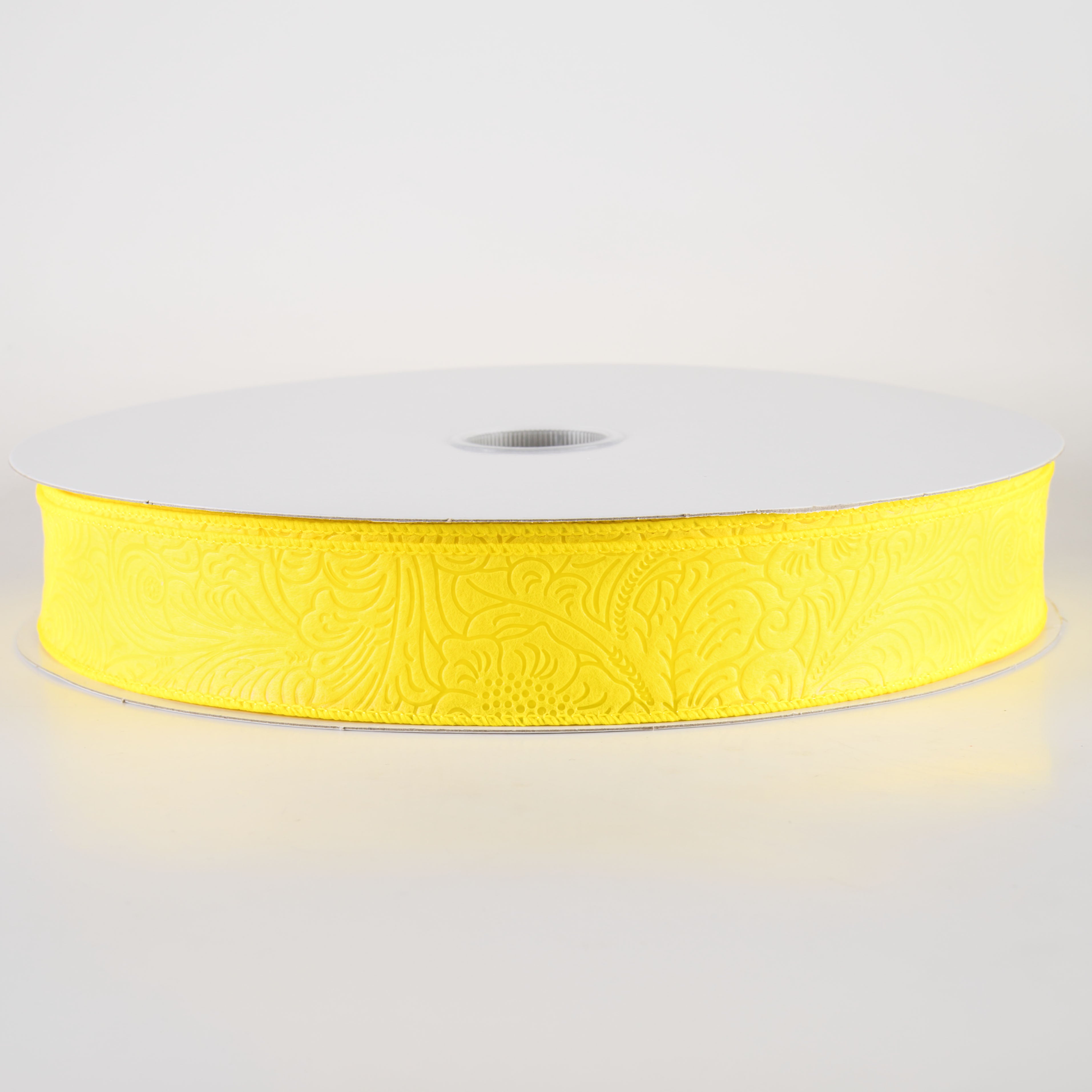 1.5" Embossed Flower Breeze Ribbon: Daffodil Yelow (50 Yards)