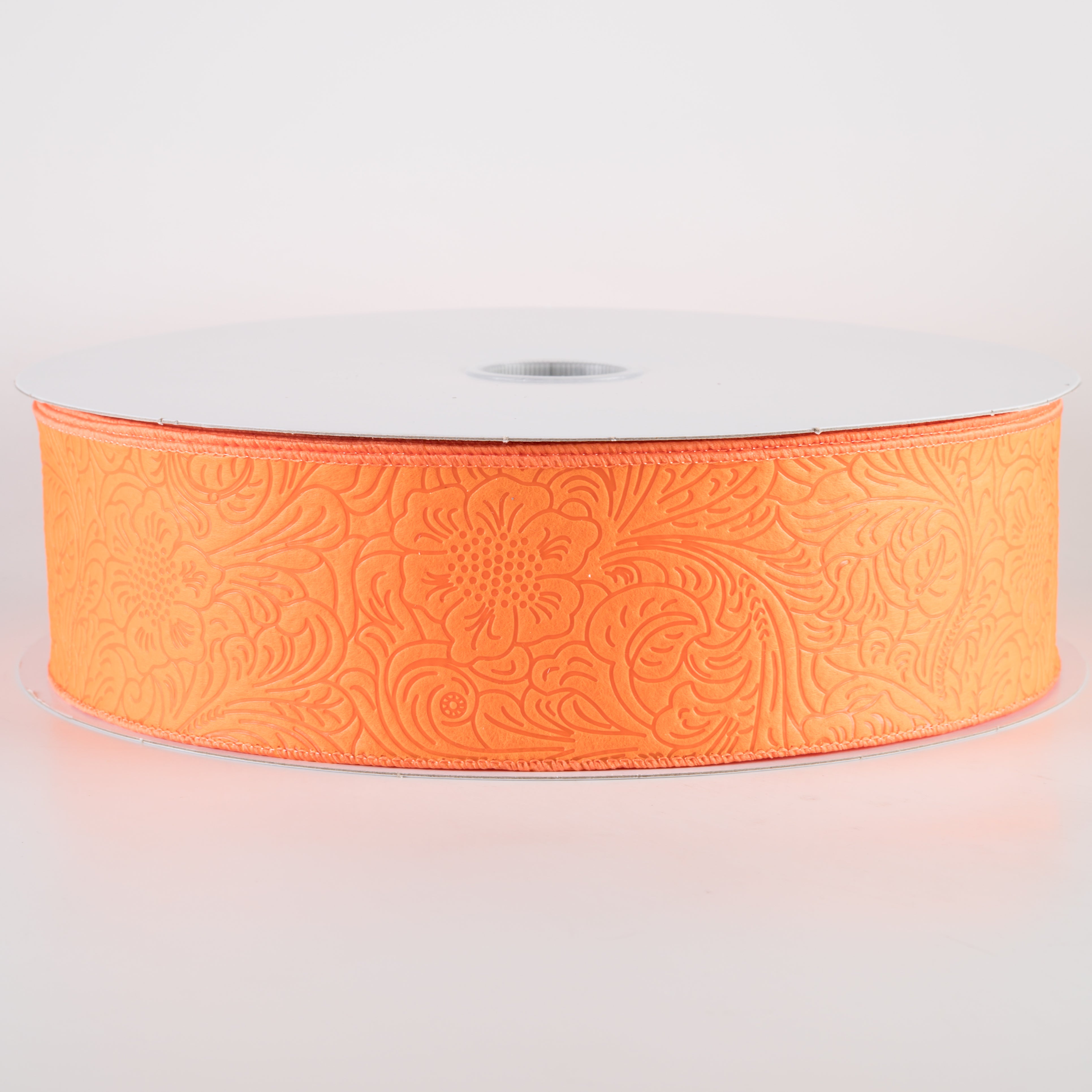 2.5" Embossed Flower Breeze Ribbon: Orange (50 Yards)