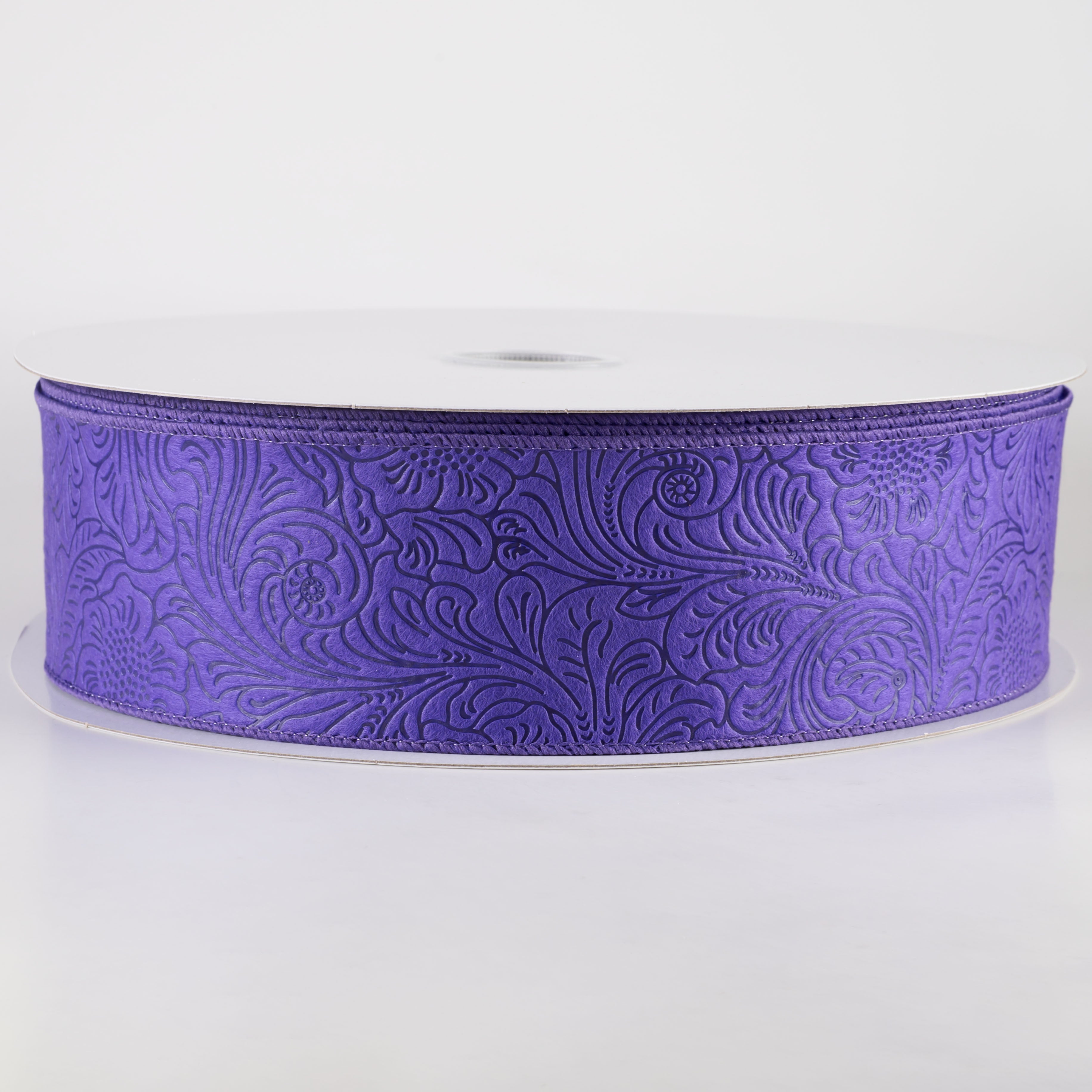 2.5" Embossed Flower Breeze Ribbon: Purple (50 Yards)