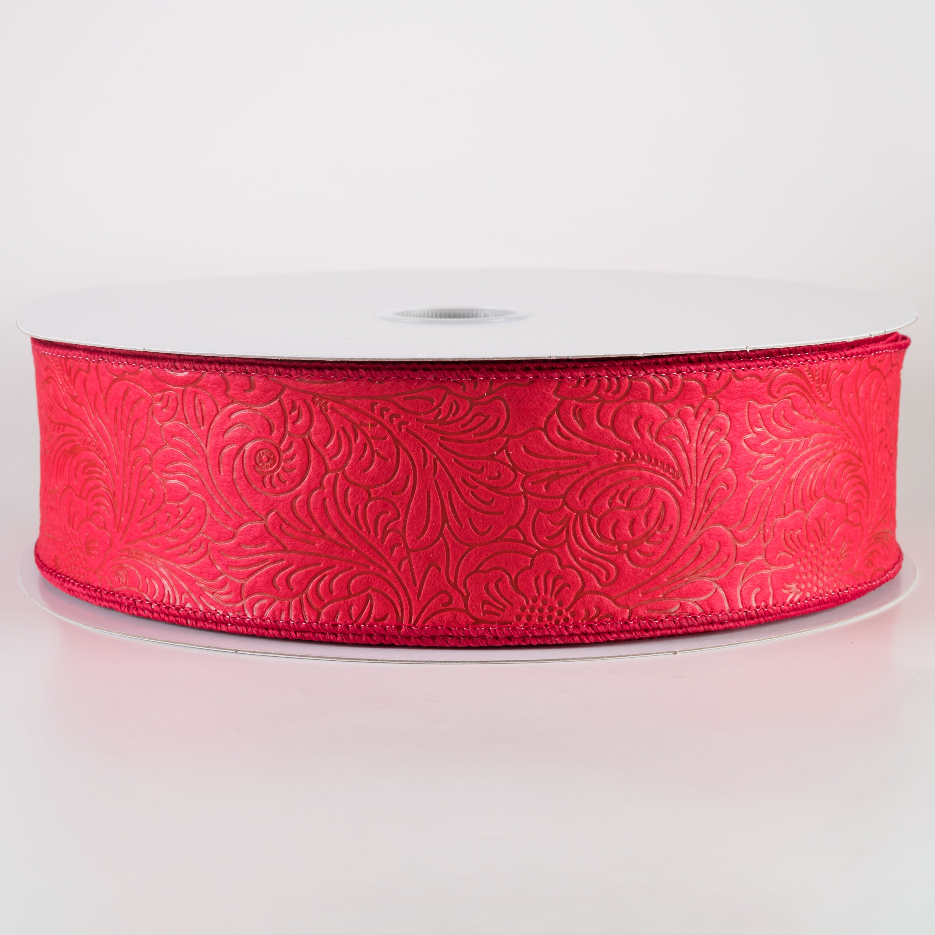 2.5" Embossed Flower Breeze Ribbon: Red (50 Yards)