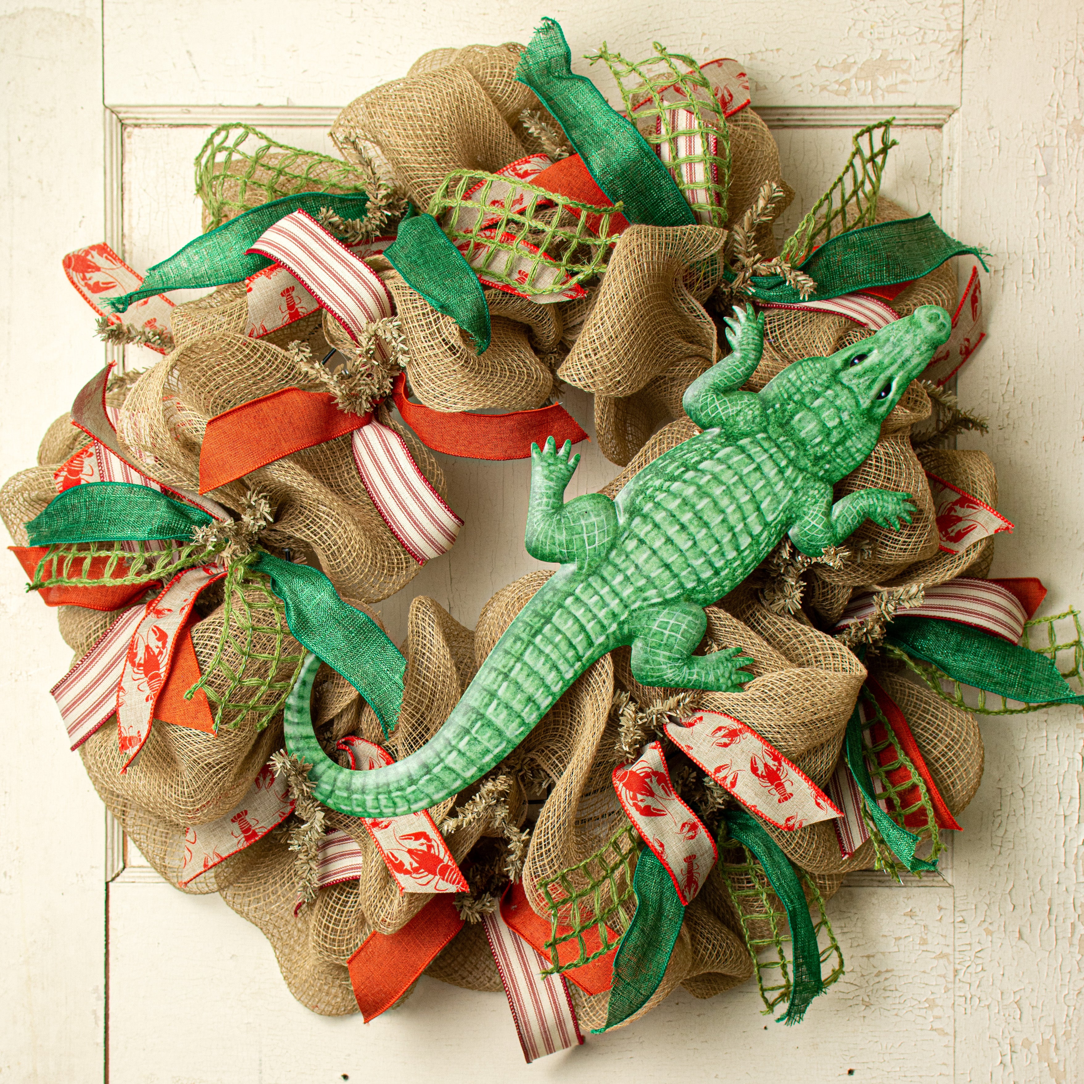 19" Embossed Metal Hanger: Alligator Shape Lifestyle Photo