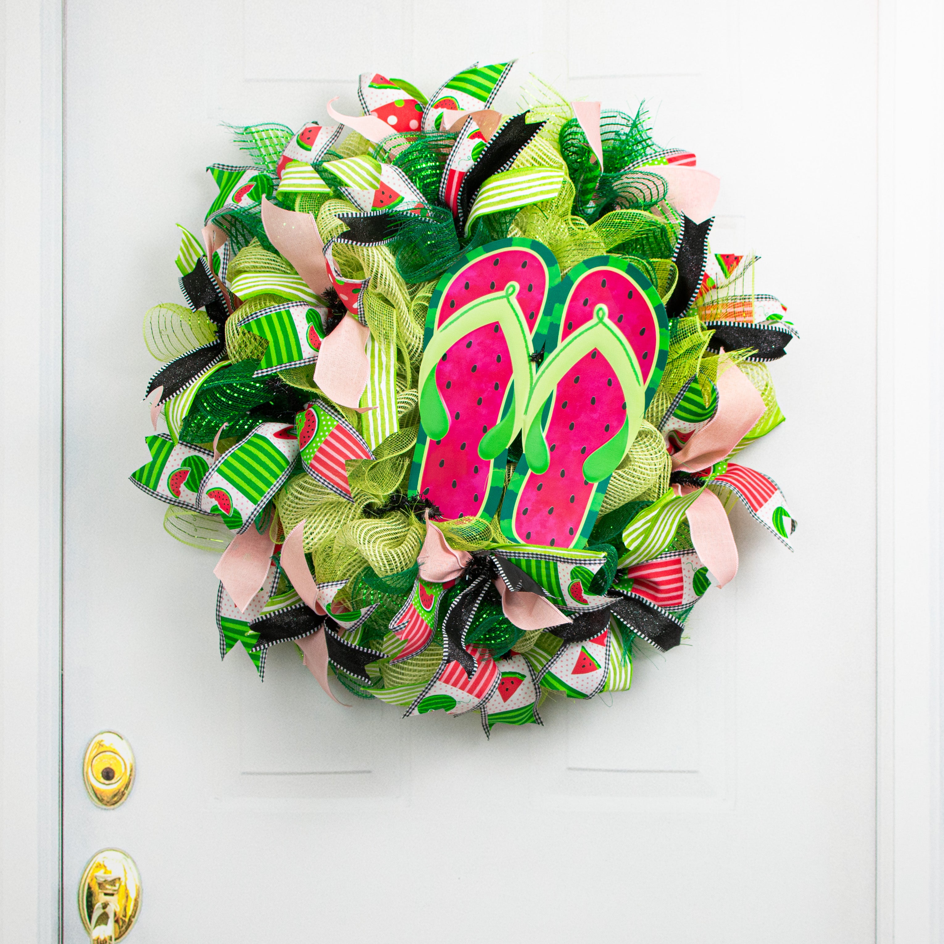 12" Embossed Metal Hanger: Watermelon Flip Flops Lifestyle Photo