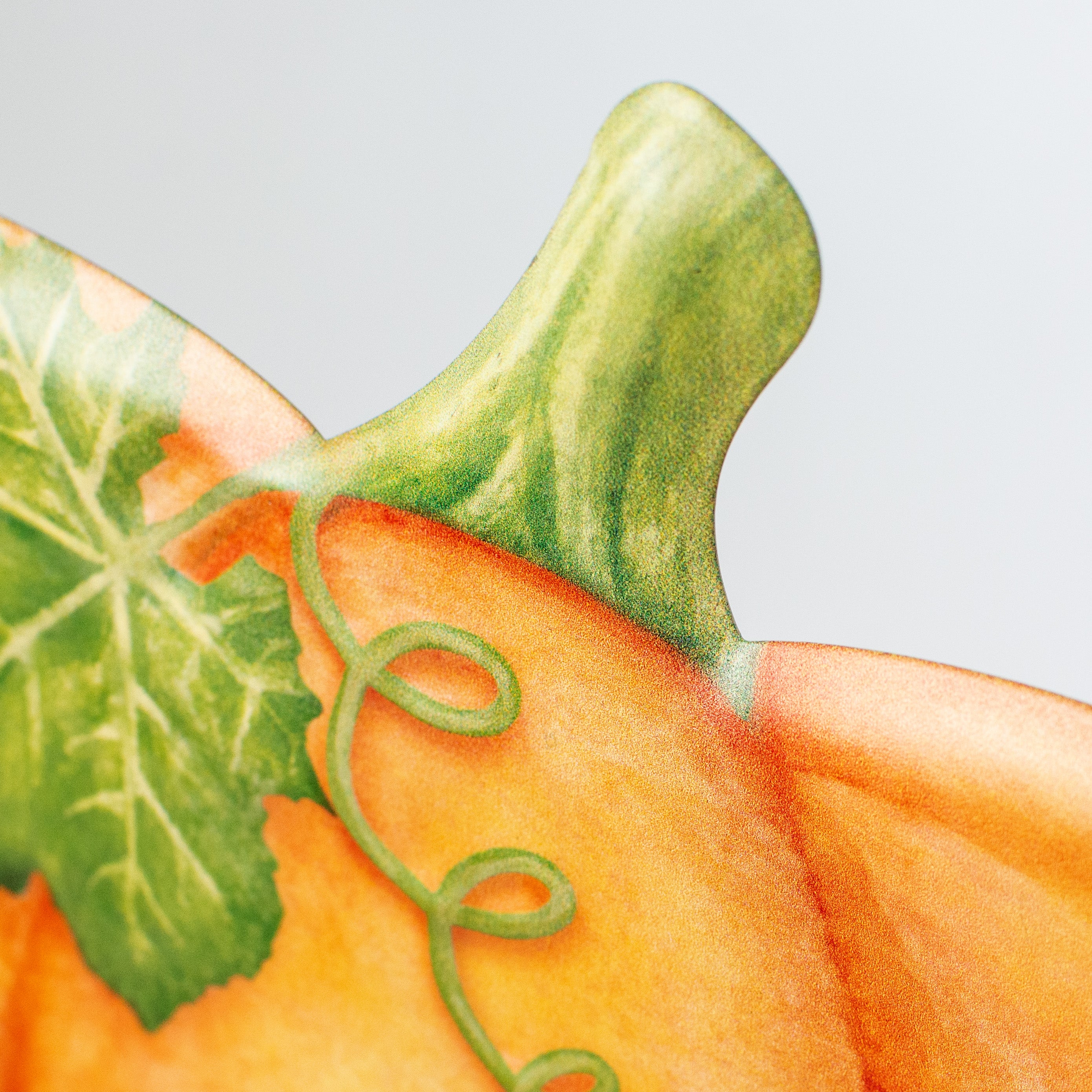 12" Embossed Metal Pumpkin Hanger: Orange detail photo 3