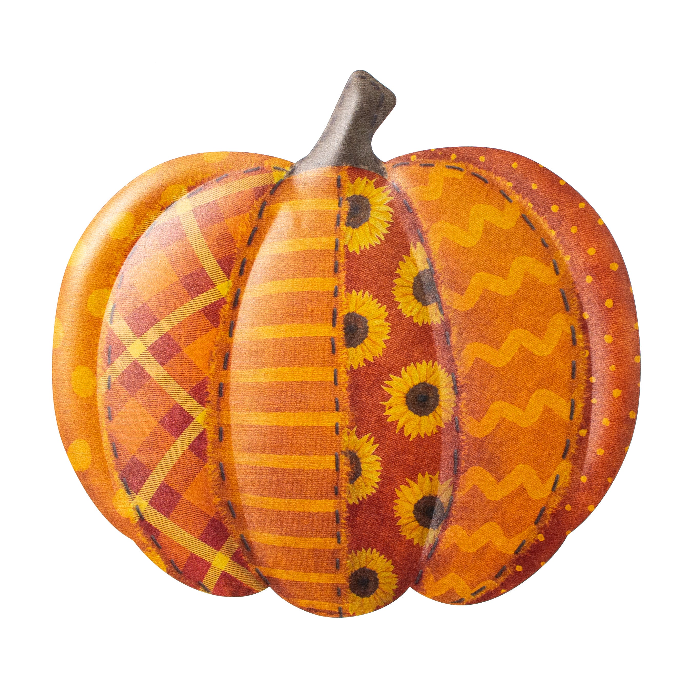 12" Embossed Metal Pumpkin Hanger: Quilted Orange Item Number: MD1262