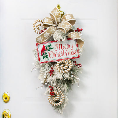 12" Embossed Metal Sign: Merry Christmas Cardinal Lifestyle Photo