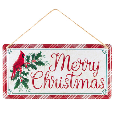 12" Embossed Metal Sign: Merry Christmas Cardinal Item Number: MD1224