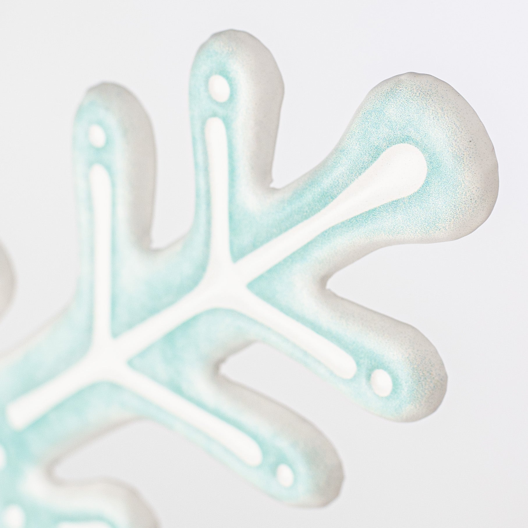 12" Embossed Metal Snowflake Hanger: Mint Green & White detail photo 3