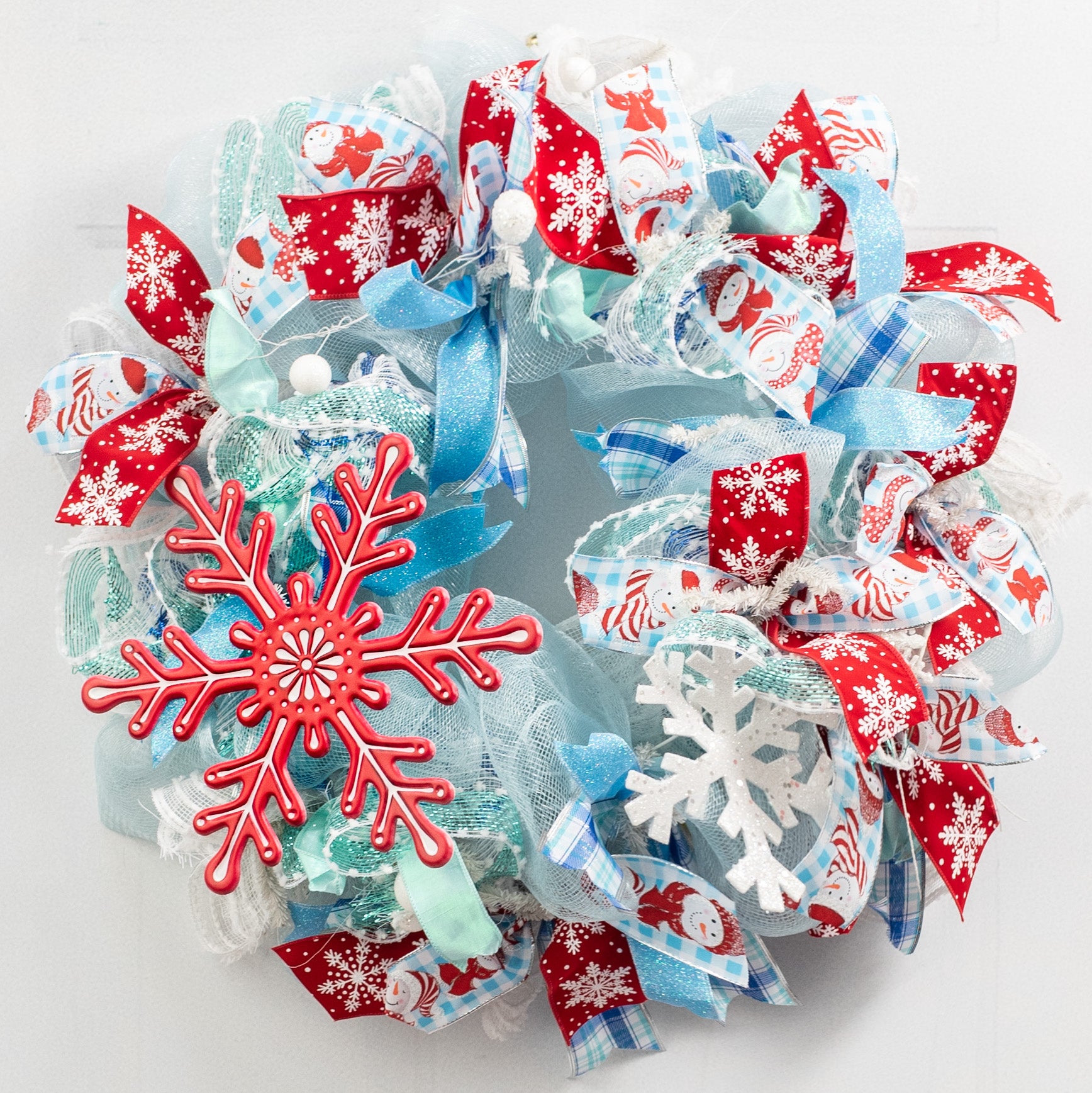 12" Embossed Metal Snowflake Hanger: Red Lifestyle Photo
