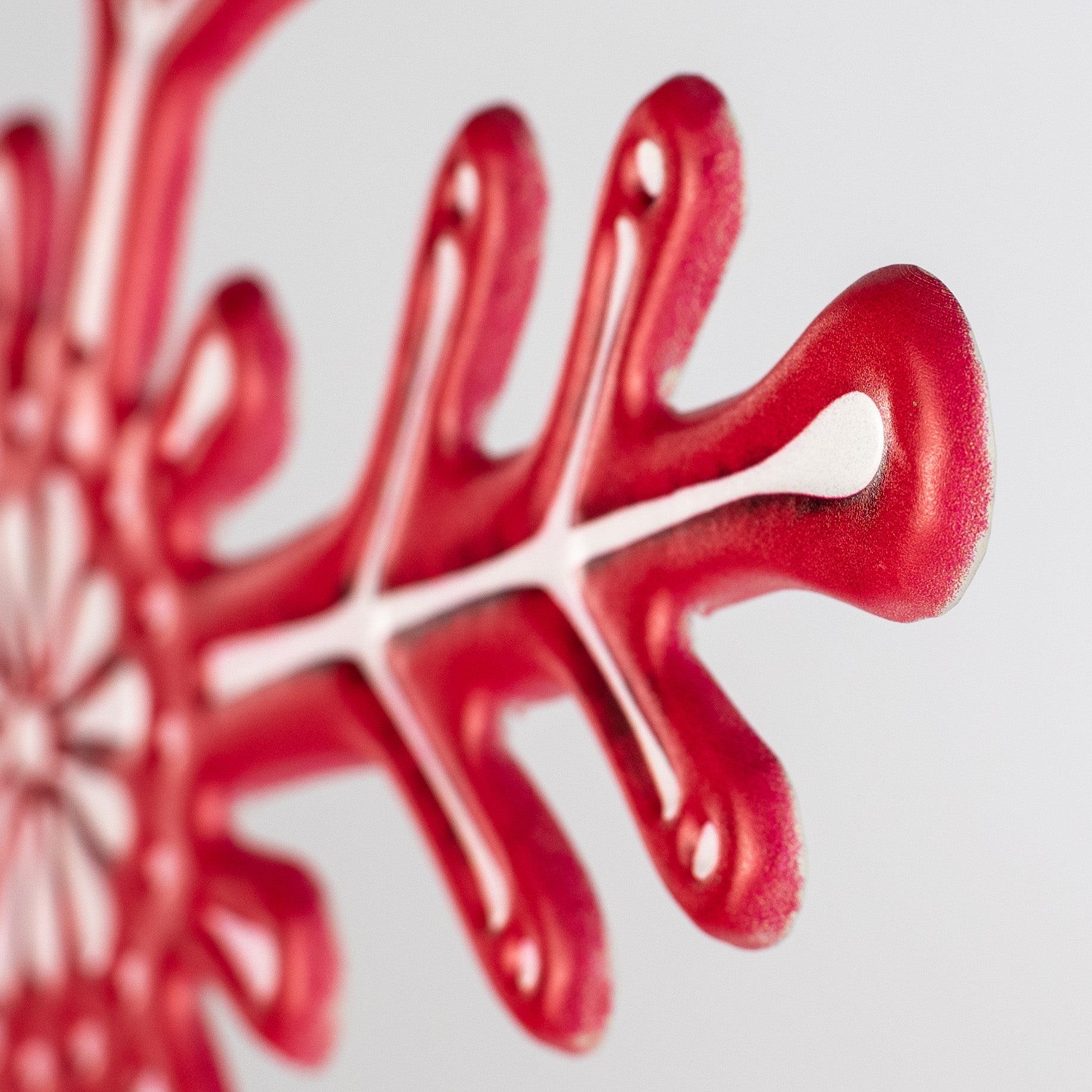 12" Embossed Metal Snowflake Hanger: Red detail photo 5
