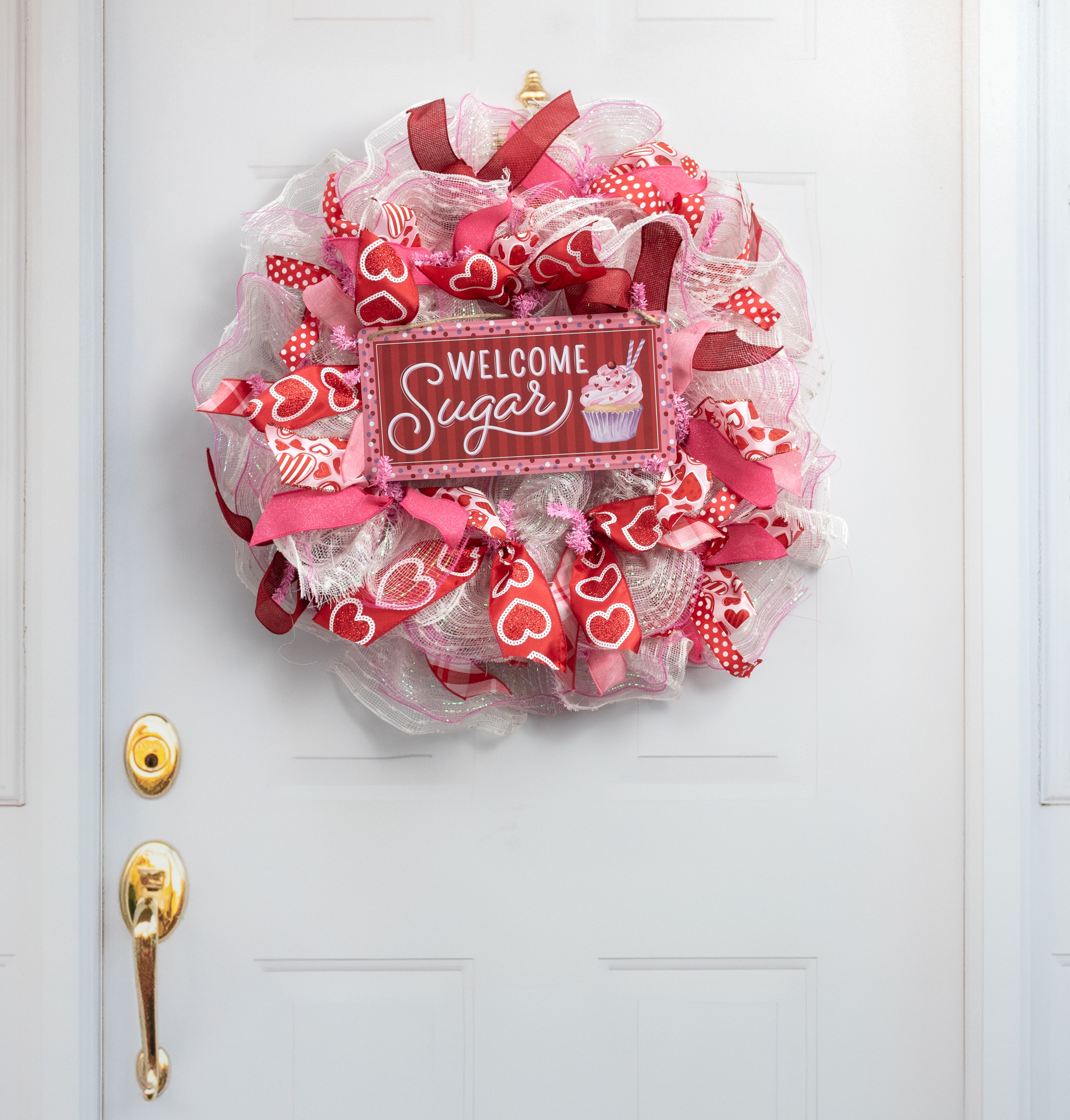 12" Embossed Metal Welcome Sugar Cupcake Sign Lifestyle Photo