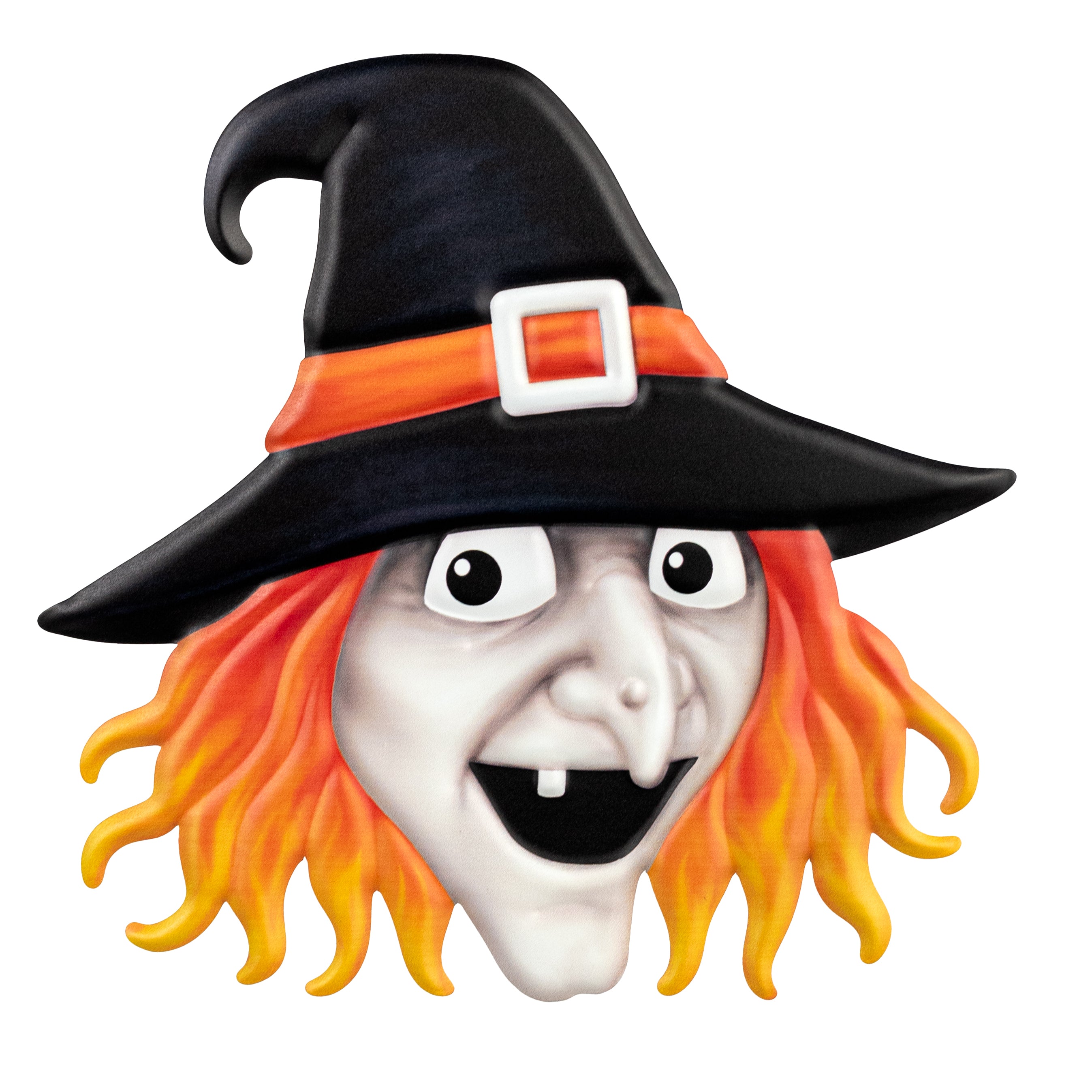12" Embossed Metal Witch Head Decoration: Orange Item Number: MD1379A2