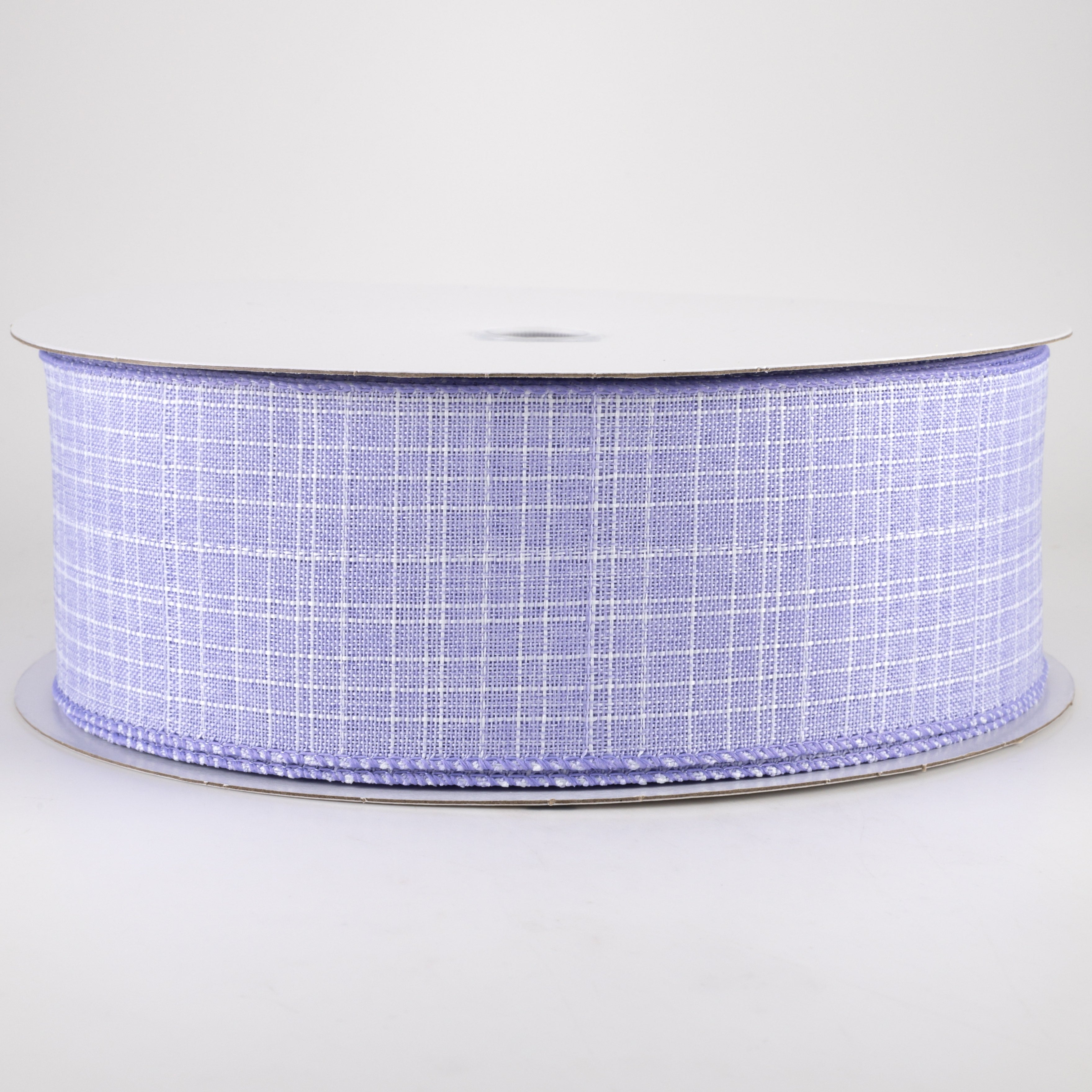 2.5" Estelle Textured Linen Ribbon: Lavender & White (50 Yards) Item Number: 41246-40-30C