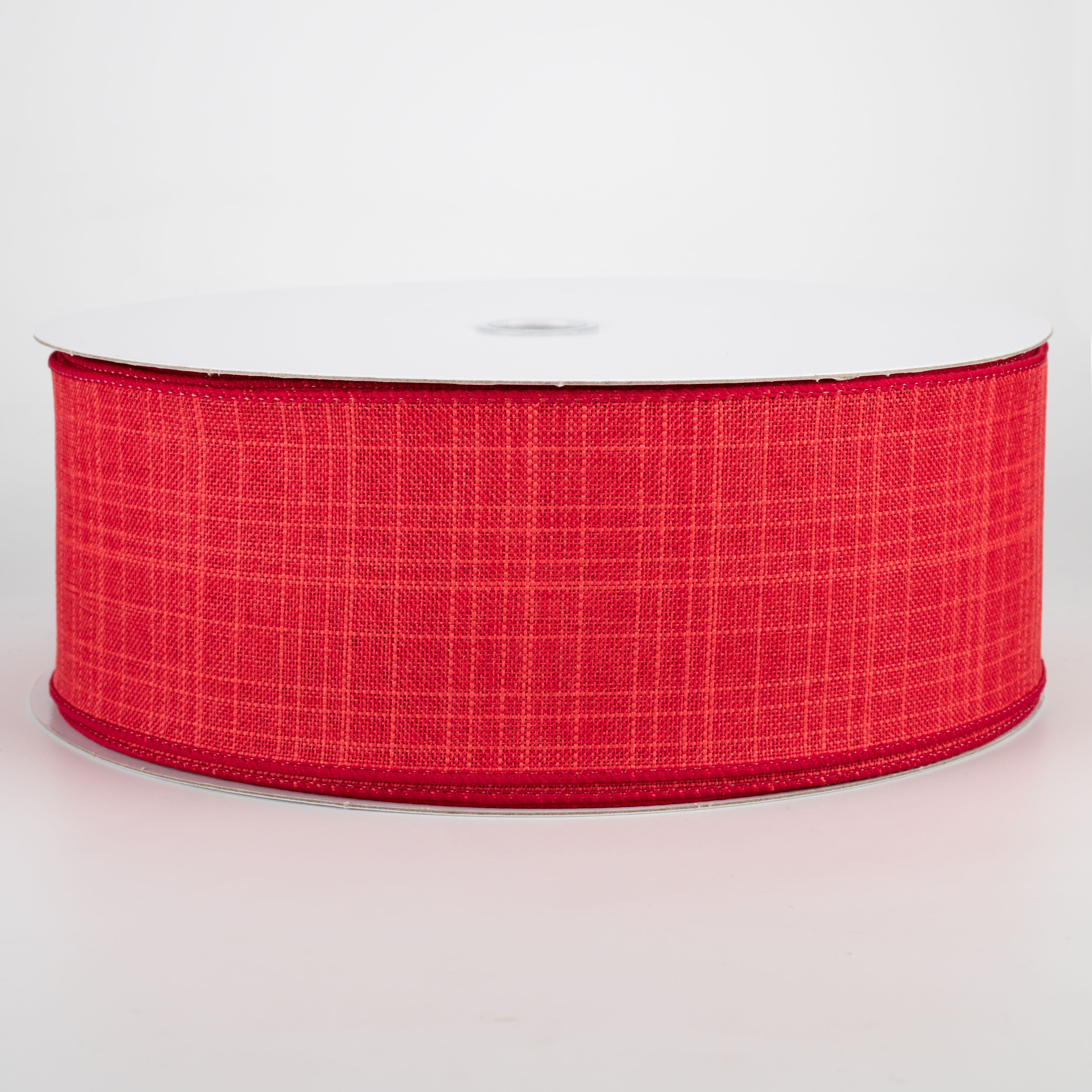 2.5" Estelle Textured Linen Ribbon: Red (50 Yards)