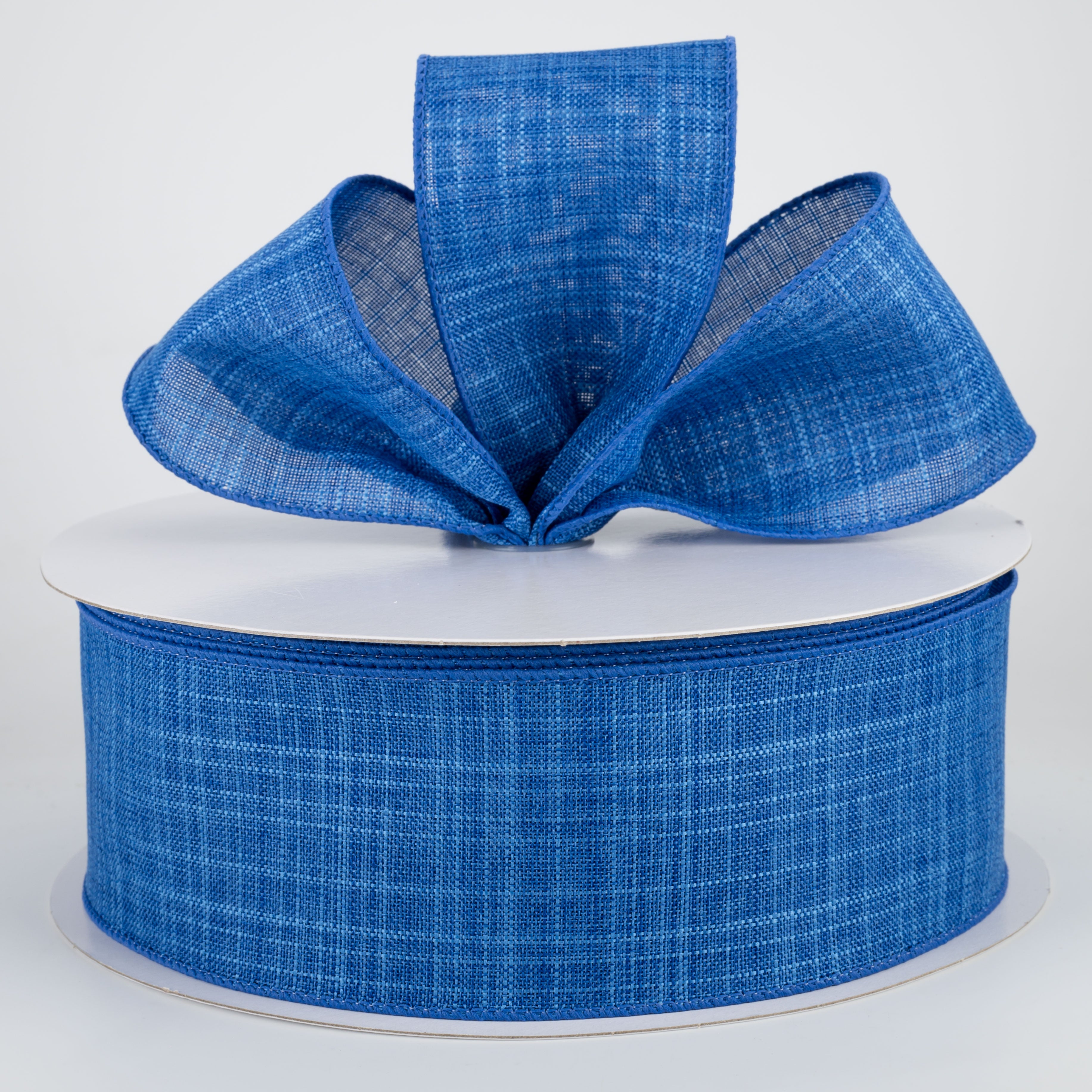 2.5" Estelle Textured Linen Ribbon: Royal Blue (50 Yards) Lifestyle Photo