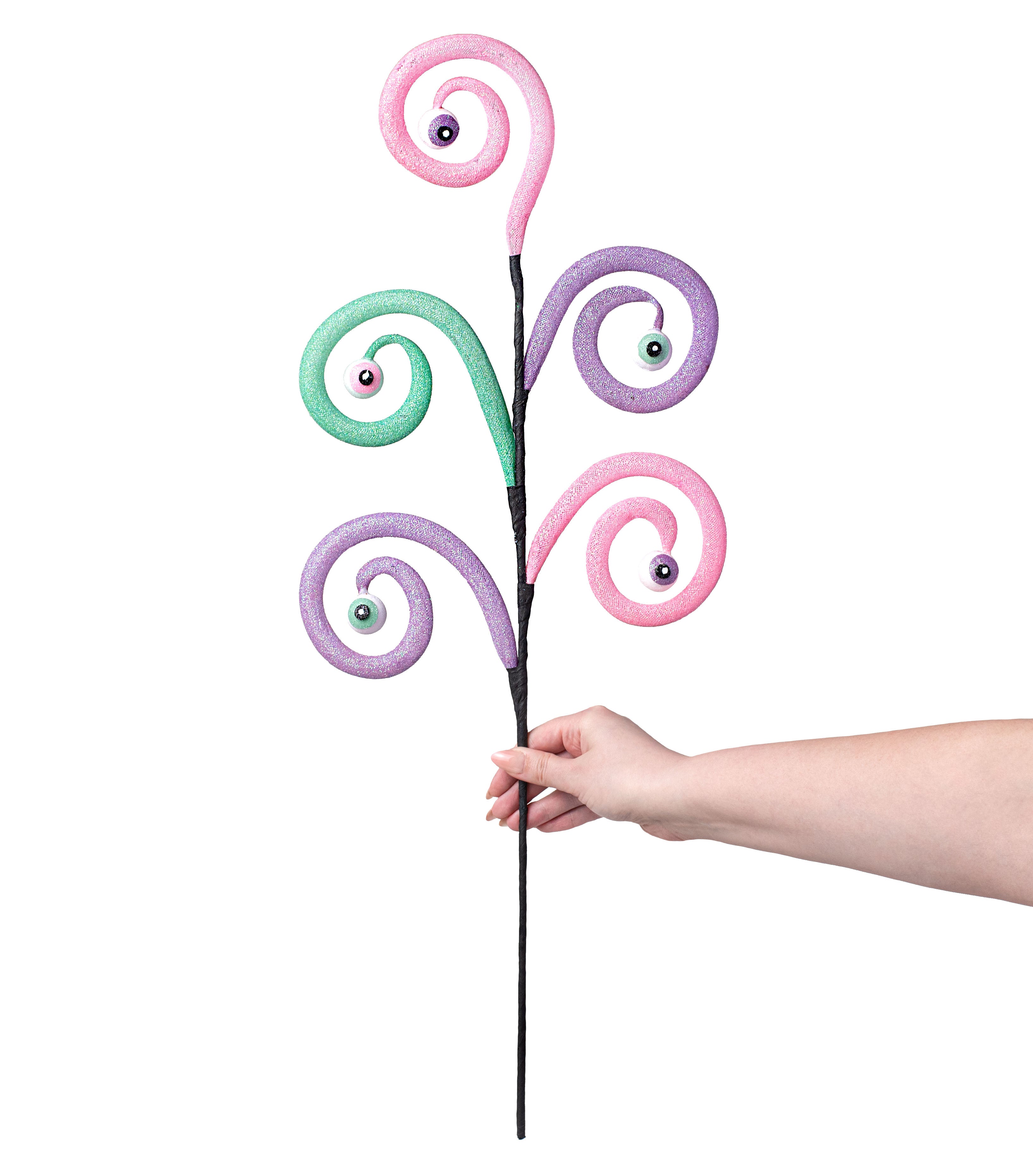 28" Eyeballs Spiral Curly Spray: Pink, Purple, Mint detail photo 3