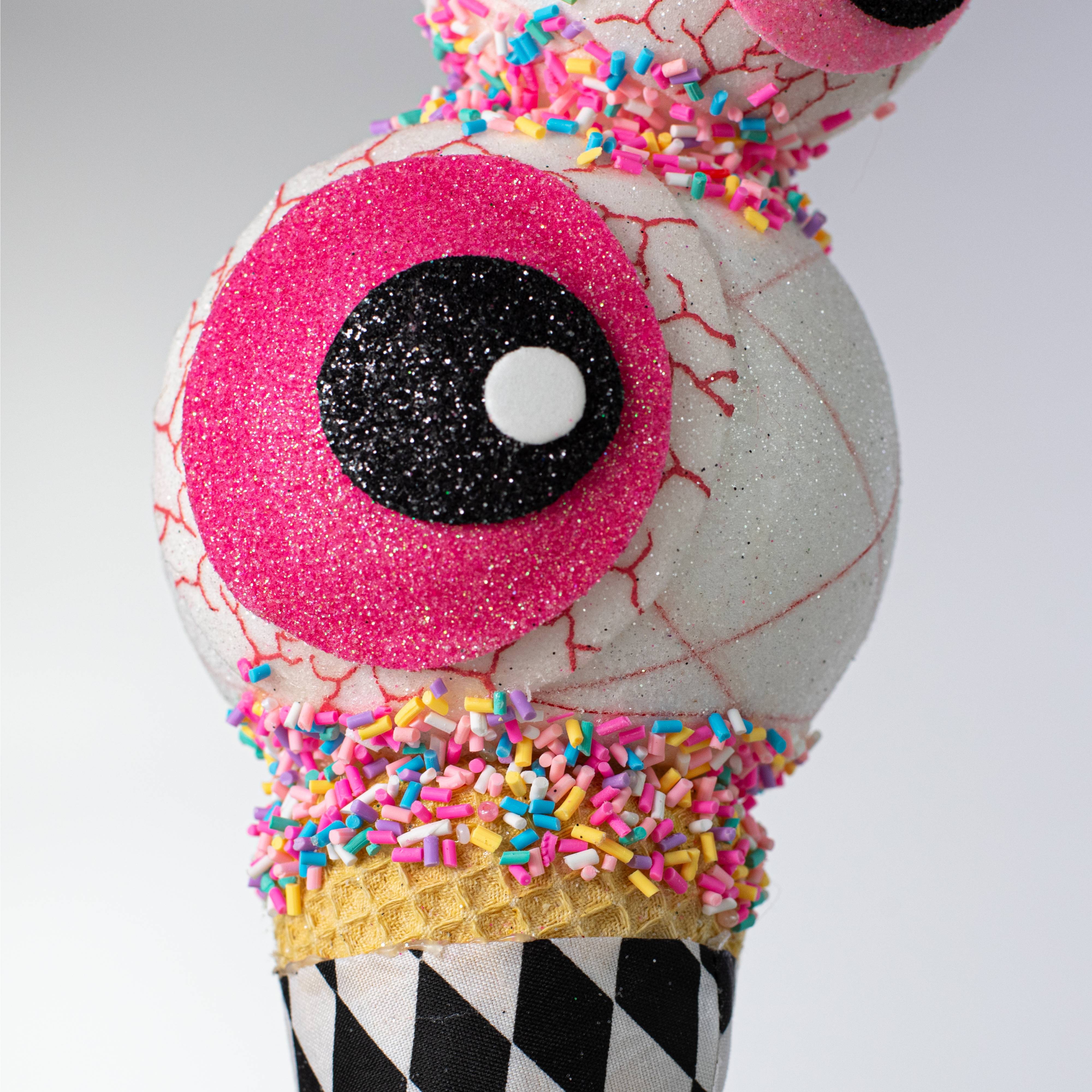 13" EyesCream Ornament: Harlequin Pink Eyeballs Ice Cream detail photo 4