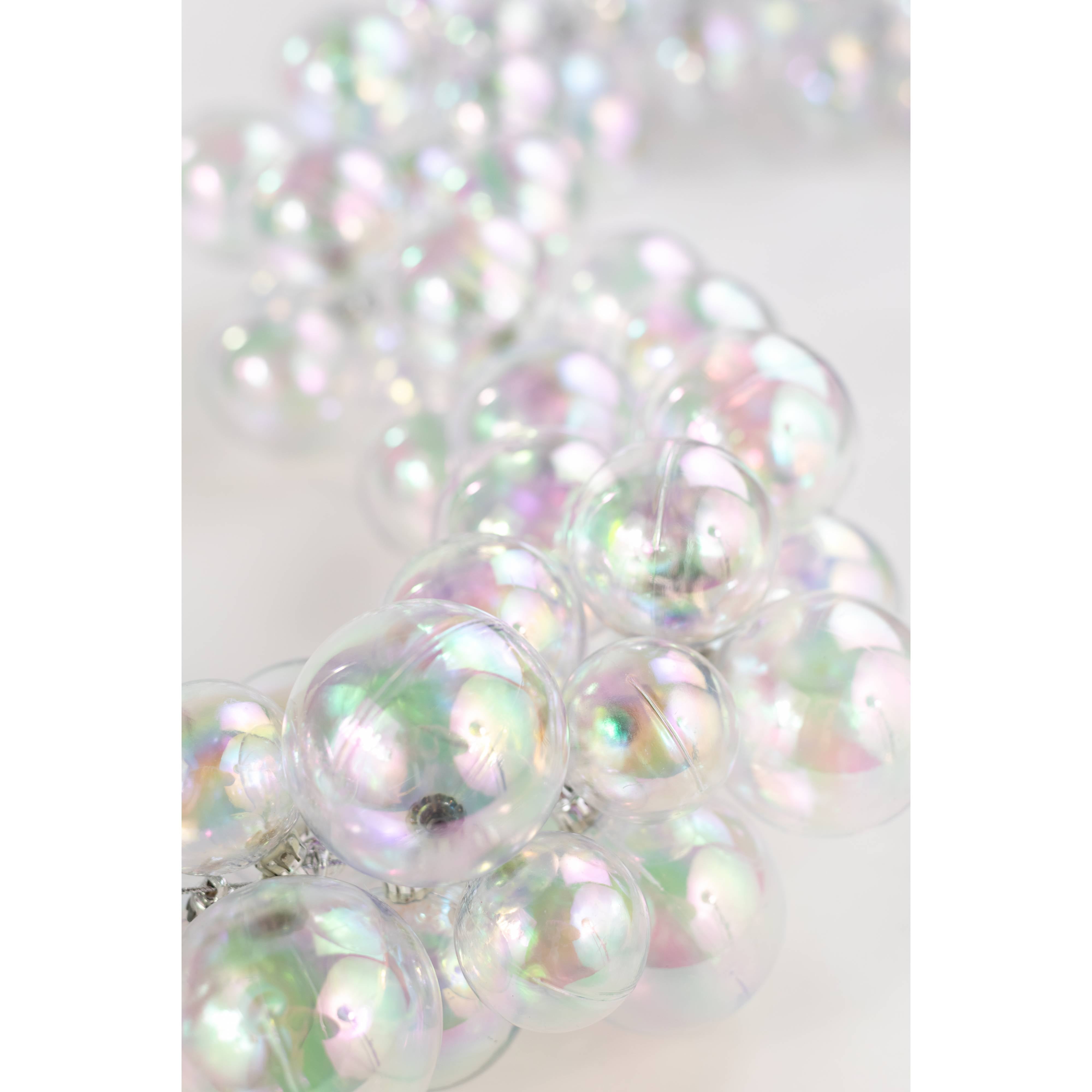 6' Effortless Deluxe Ball Ornament Garland: Iridescent Clear Bubbles