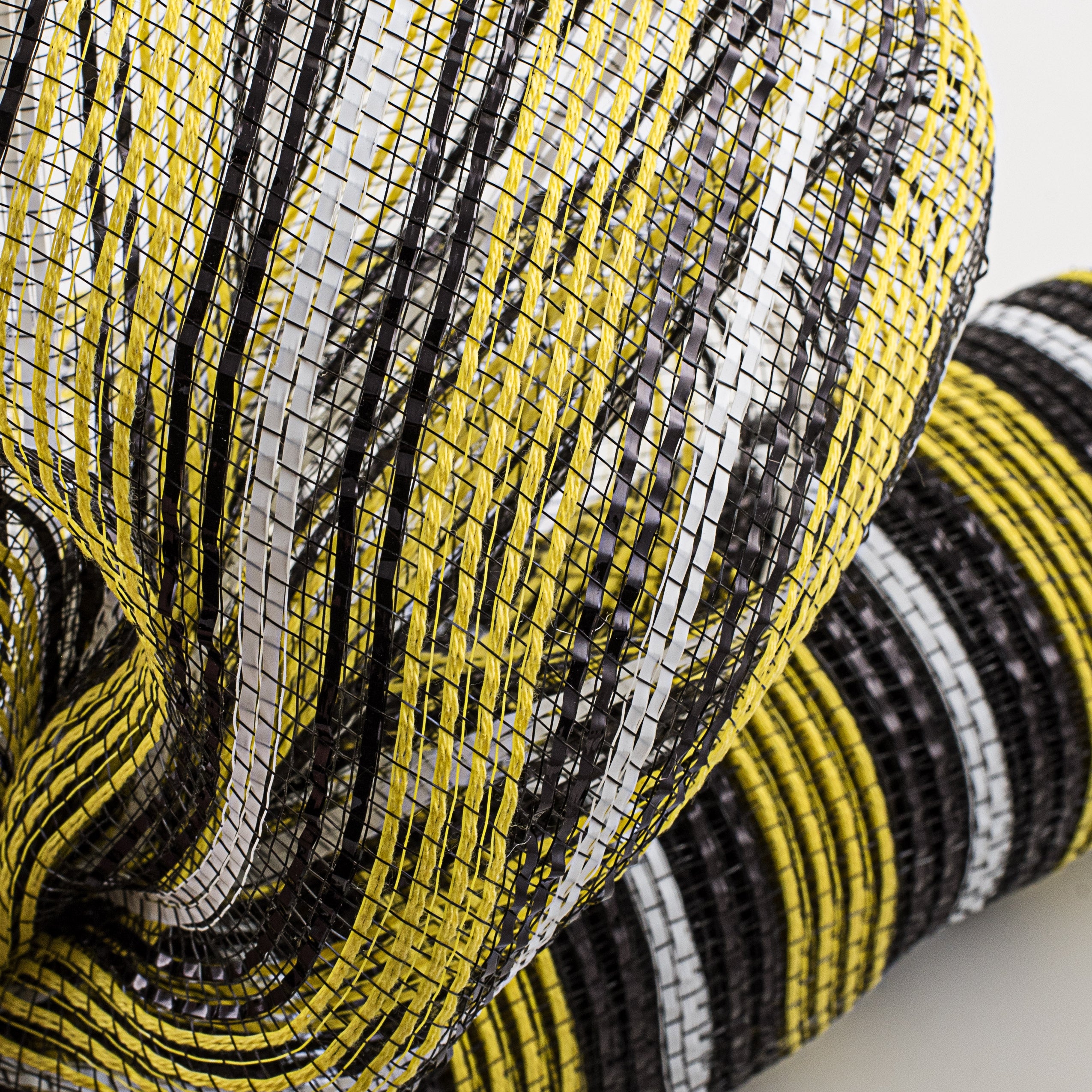 21" Fabric Bold Stripe Mesh: Yellow, Black, White Lifestyle Photo