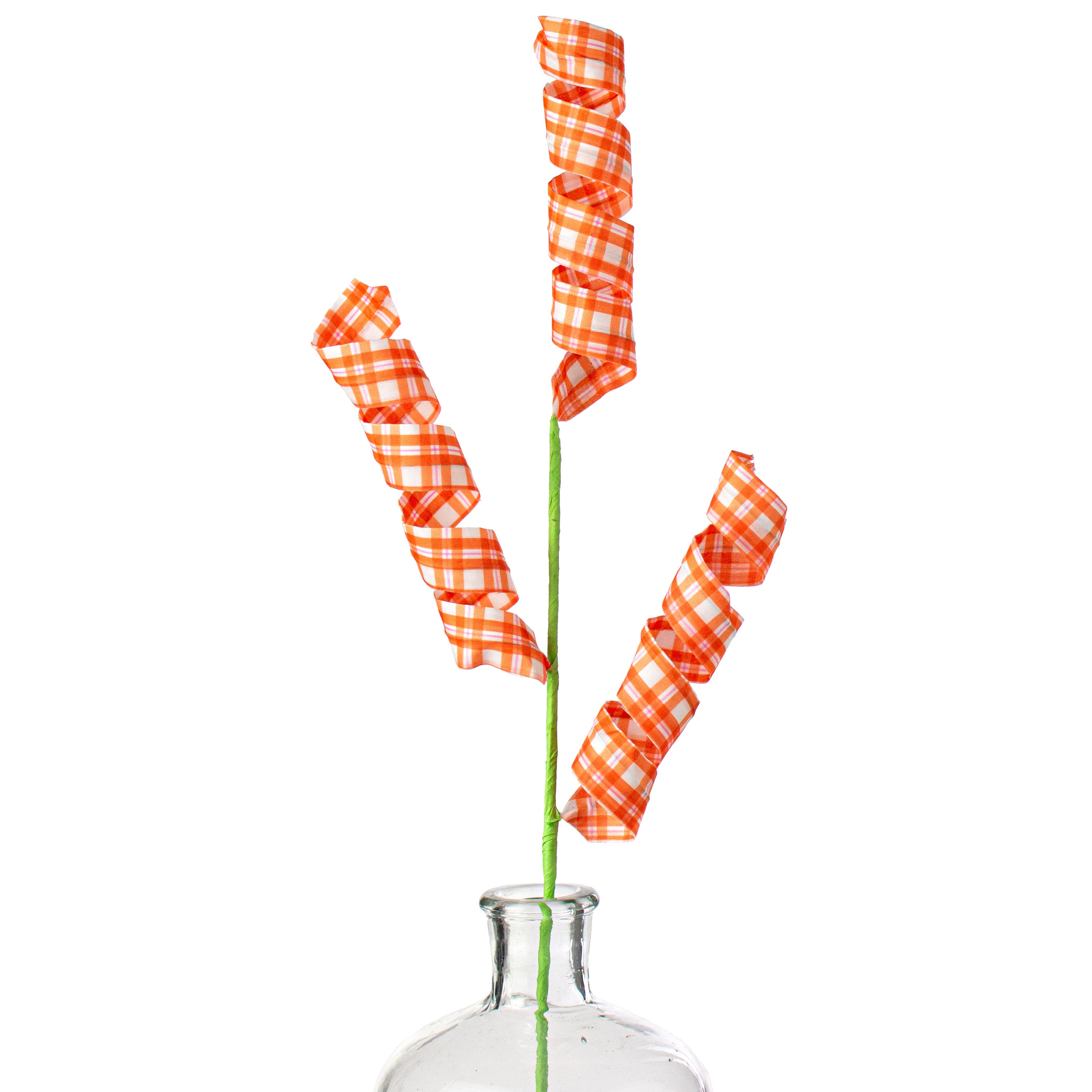 24" Fabric Curl Spray: Orange & White Plaid Item Number: 63266OR