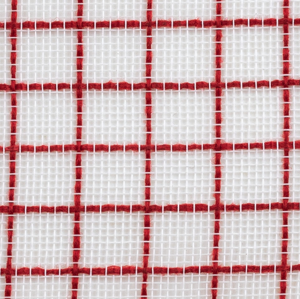 10" Fabric Fine Weave Check Mesh: White with Red detail photo 3