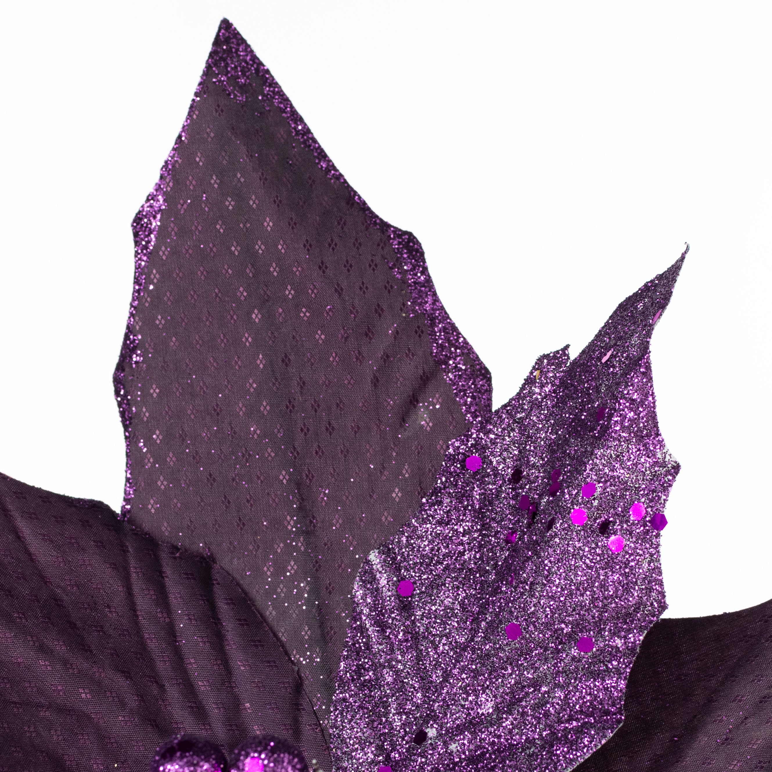 11" x 25" Fabric & Glitter Poinsettia Pick: Purple Lifestyle Photo
