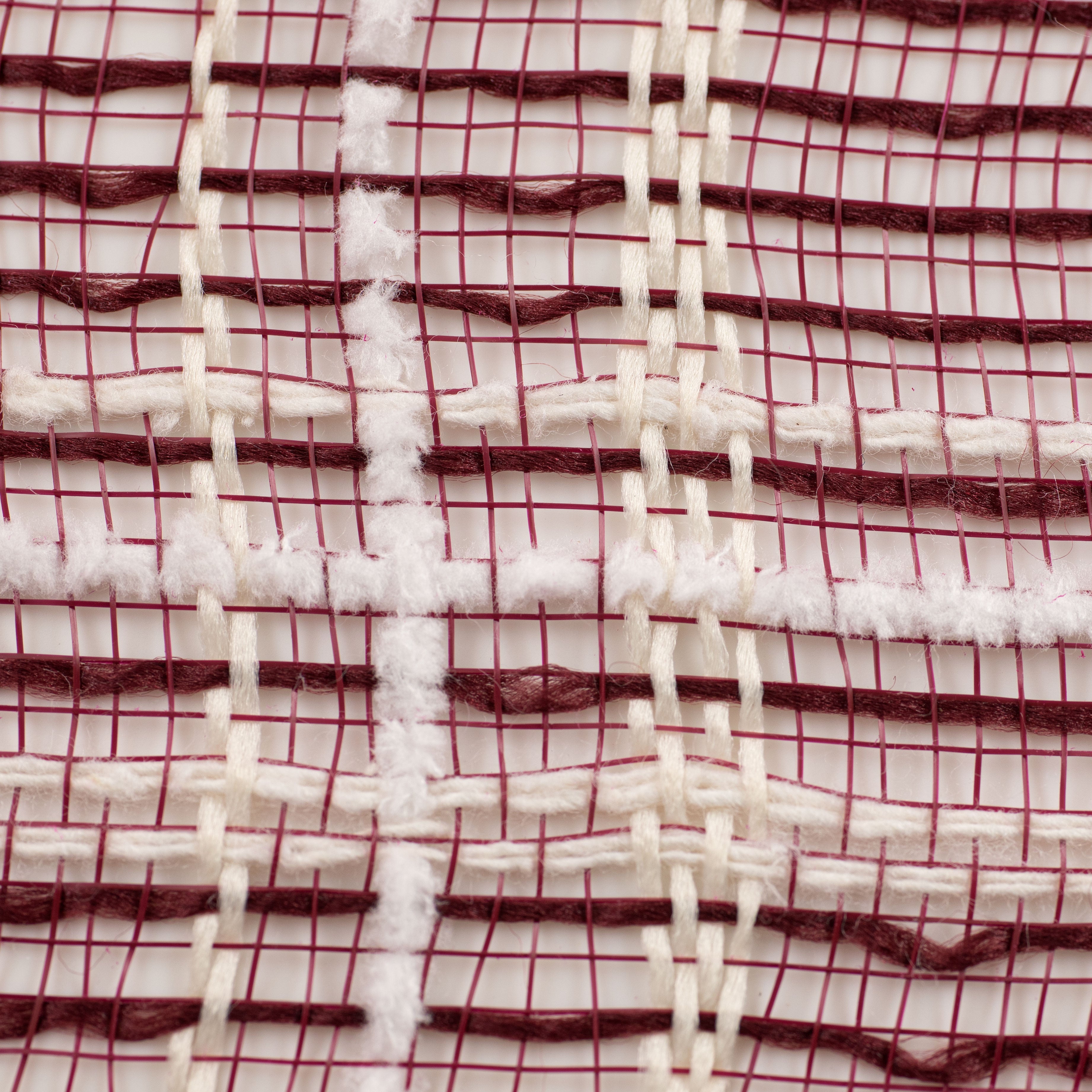 10" Fabric Plaid Mesh: Burgundy, Cream & White Drift detail photo 3