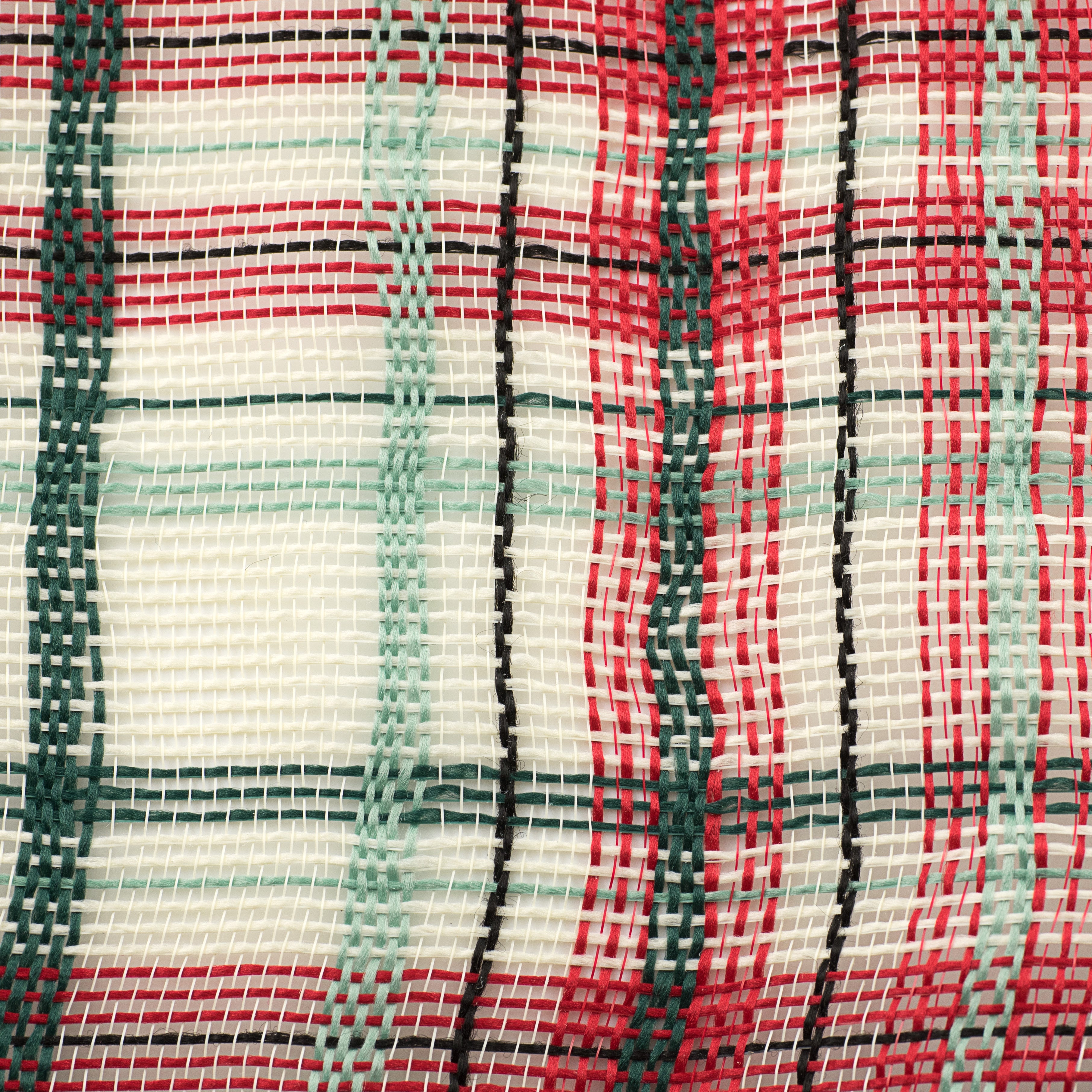 10" Fabric Plaid Mesh: Cream, Black, Green, Red detail photo 3