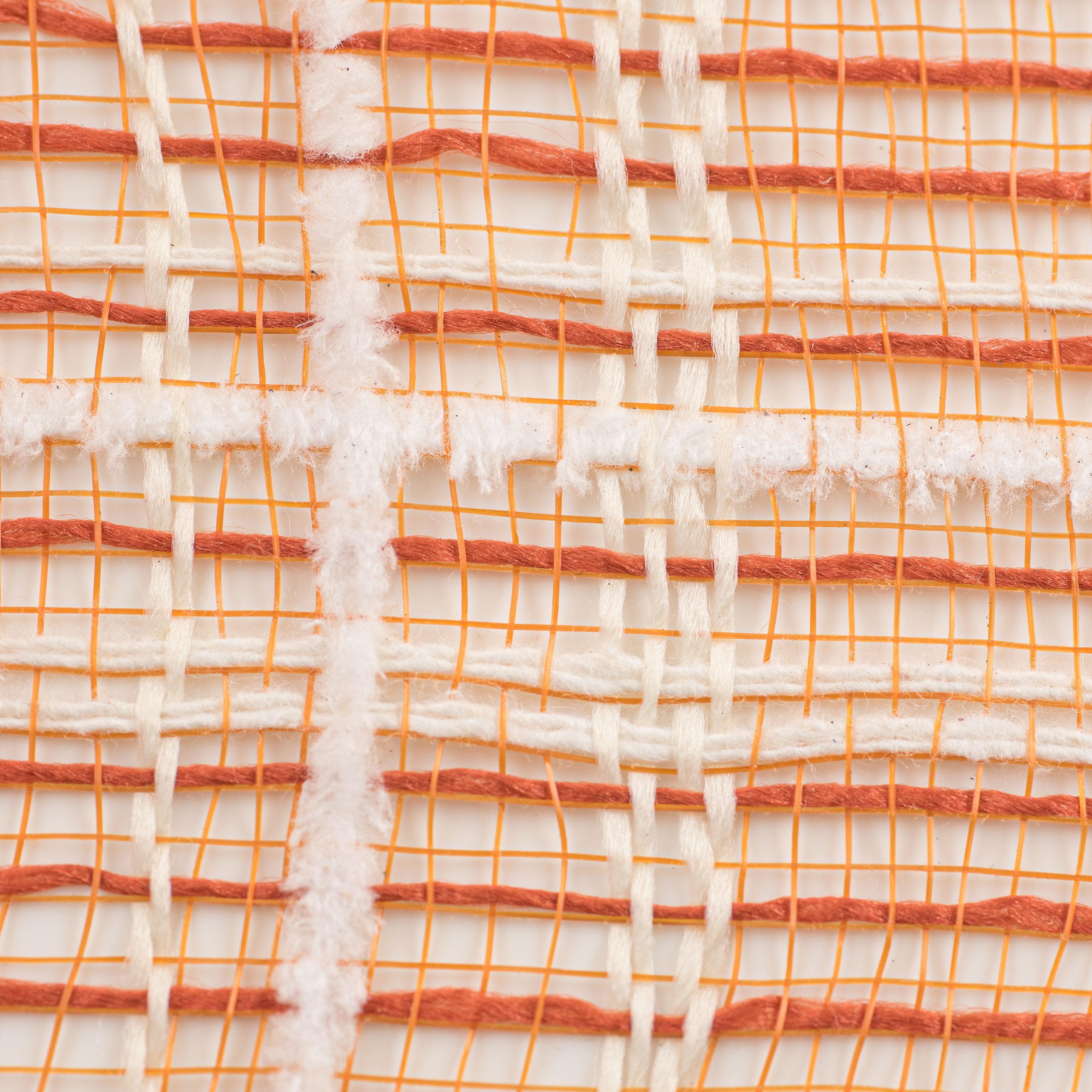 10" Fabric Plaid Mesh: Dark Orange, Cream & White Drift detail photo 3