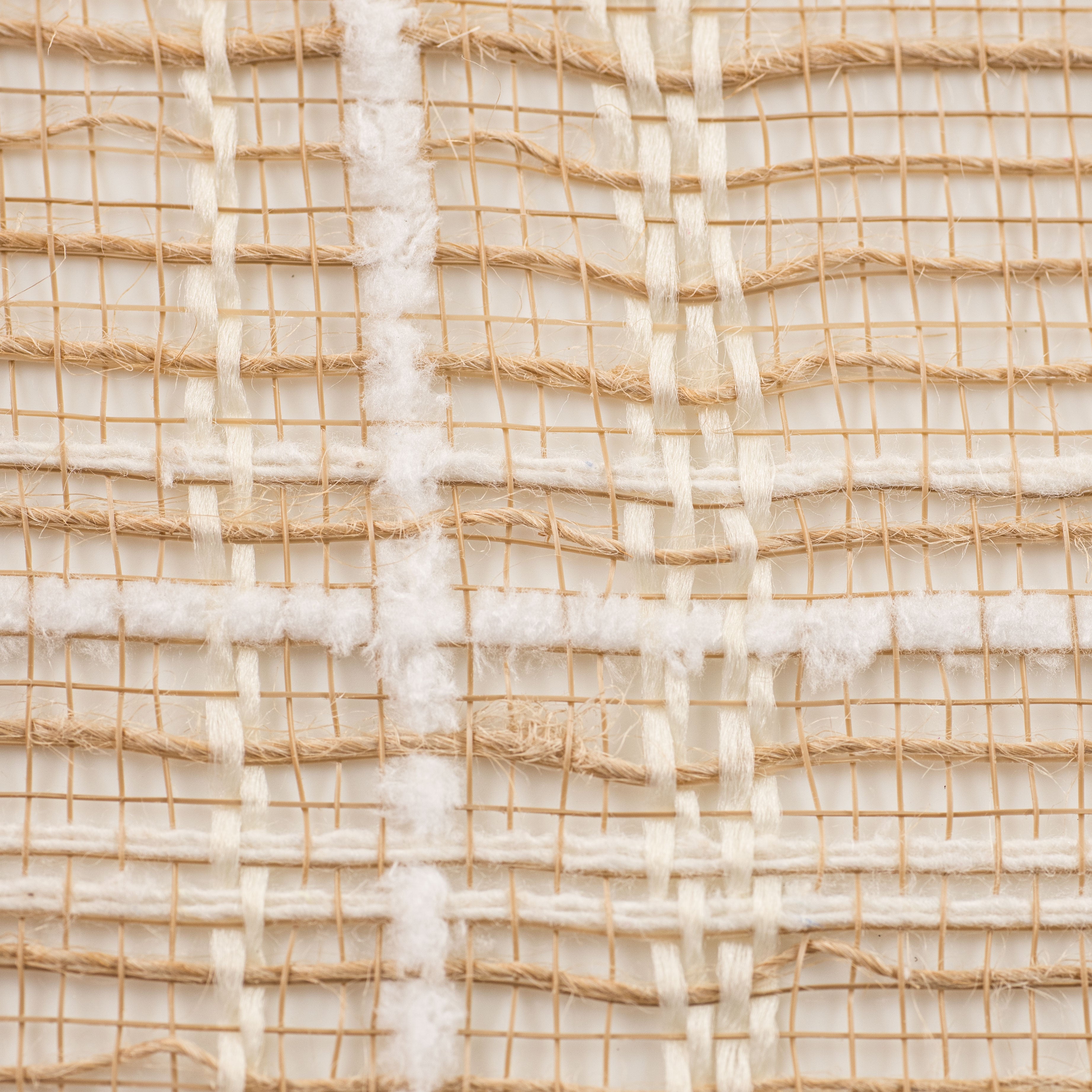 10" Fabric Plaid Mesh: Natural Jute, Cream & White Drift detail photo 3