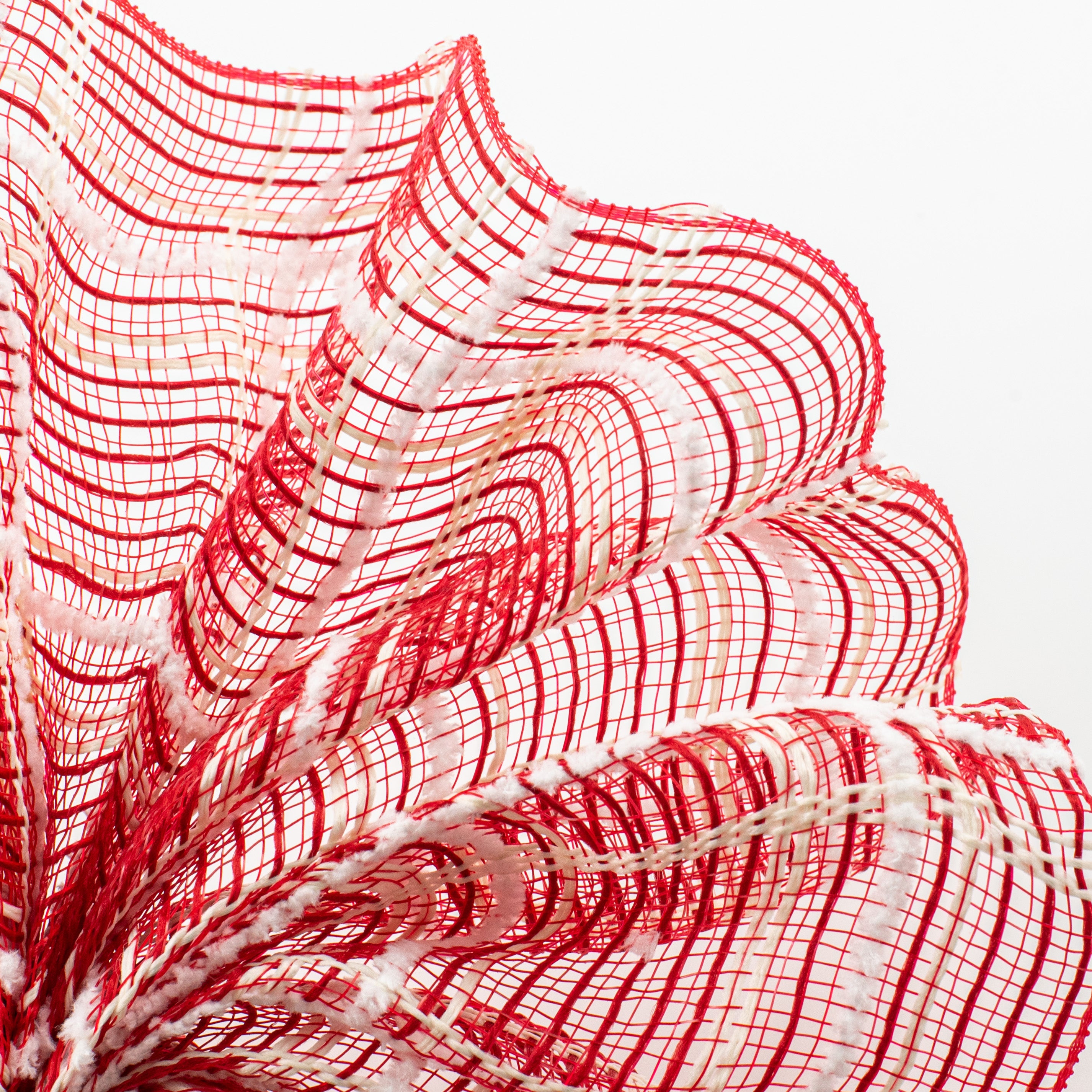 10" Fabric Plaid Mesh: Red Jute, Cream & White Fuzz Lifestyle Photo