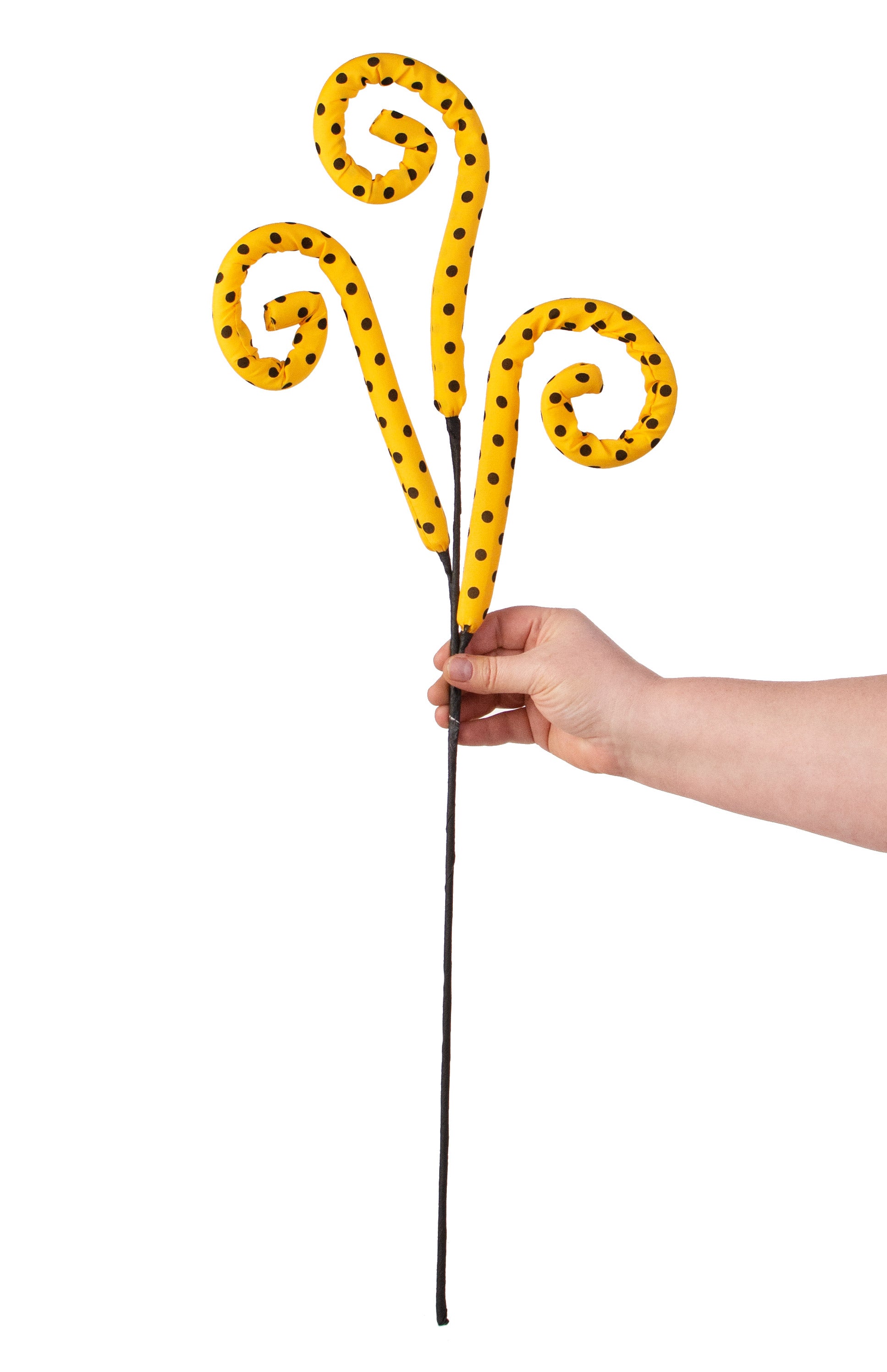 30" Fabric Polkadot Curly Spray: Yellow & Black detail photo 3
