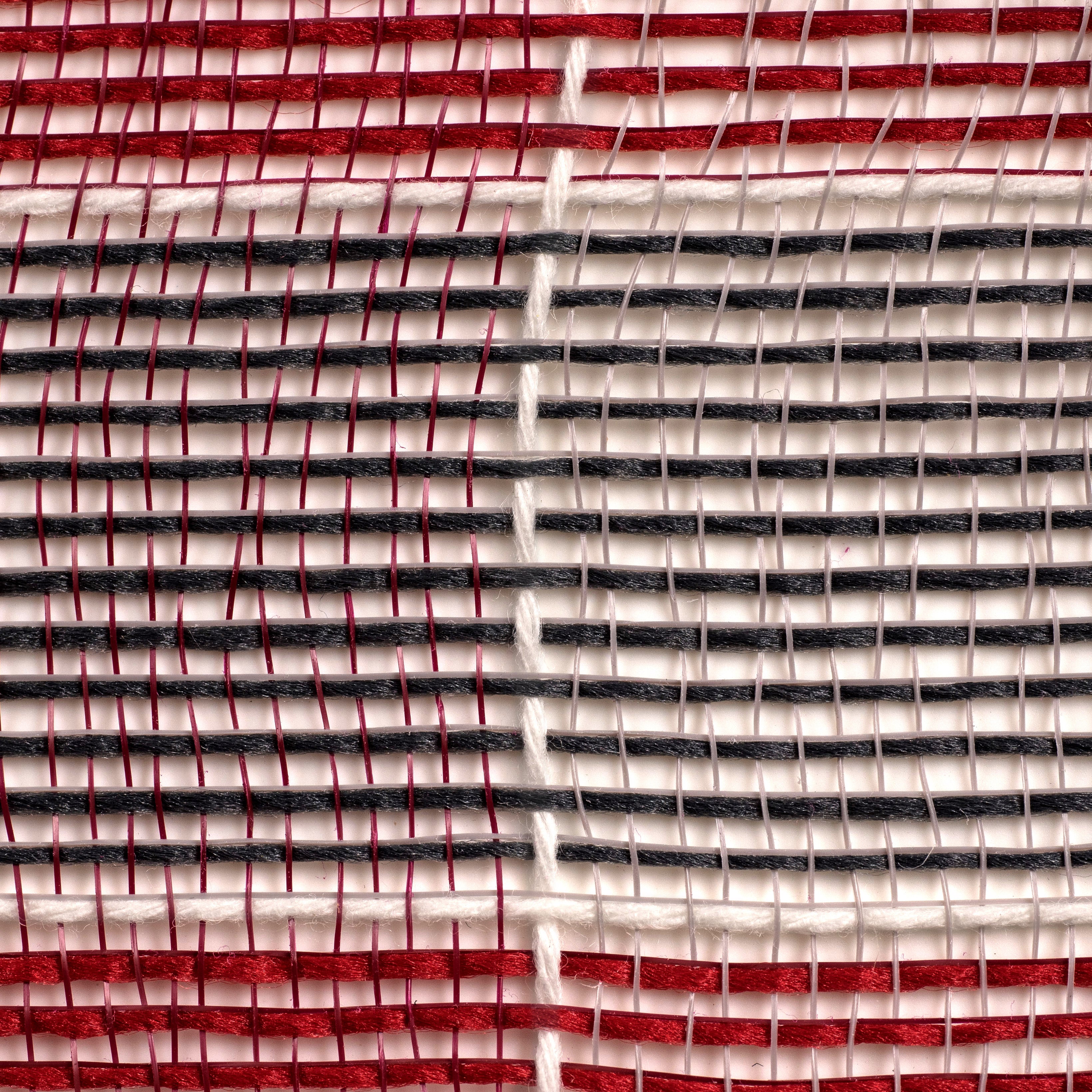 10" Fabric Square Check Mesh: Red, Grey, White detail photo 3
