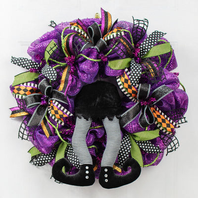 15" Fabric Stripe Witch Legs: Black & White Lifestyle Photo