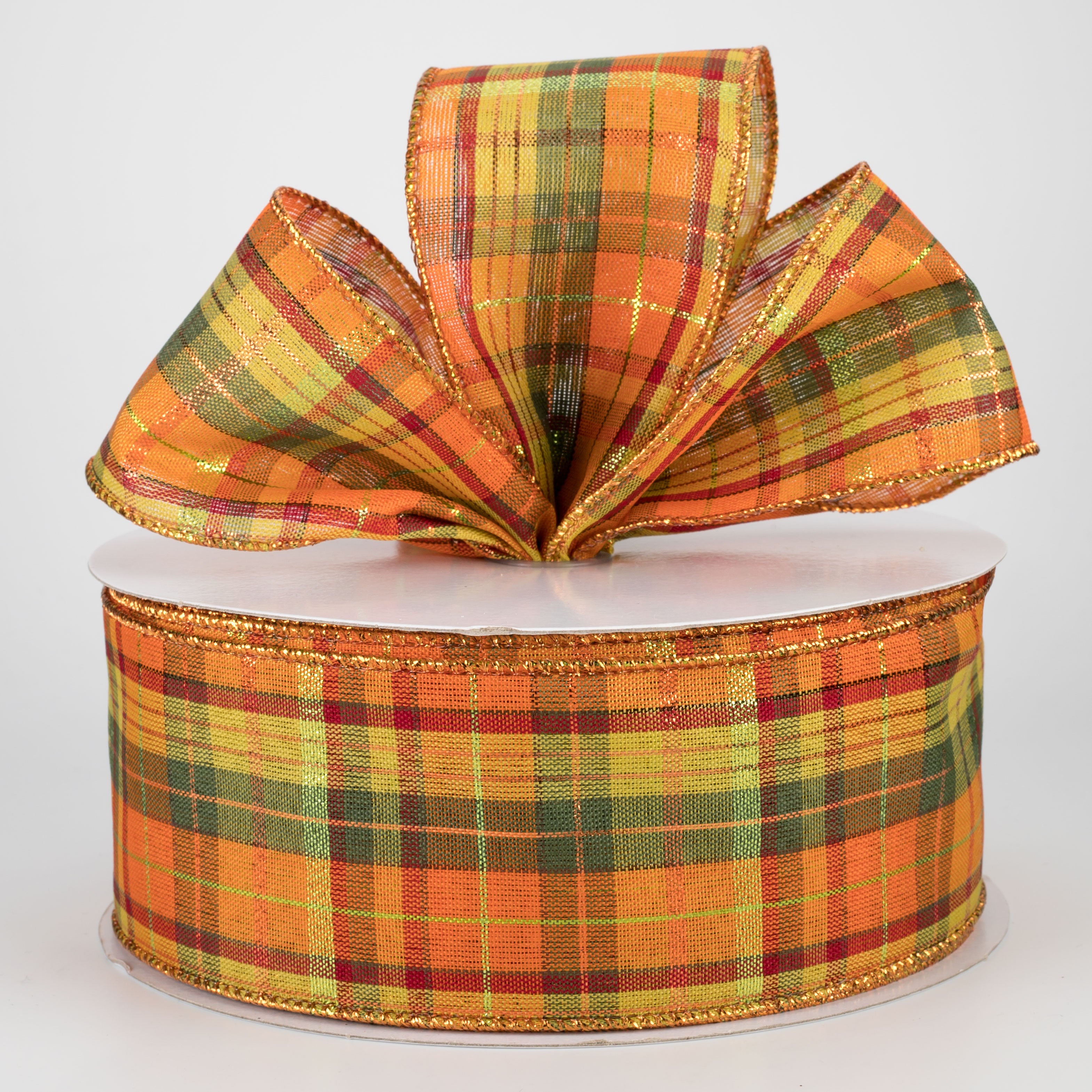 2.5" Fall Plaid Metallic Ribbon (50 yards) Lifestyle Photo