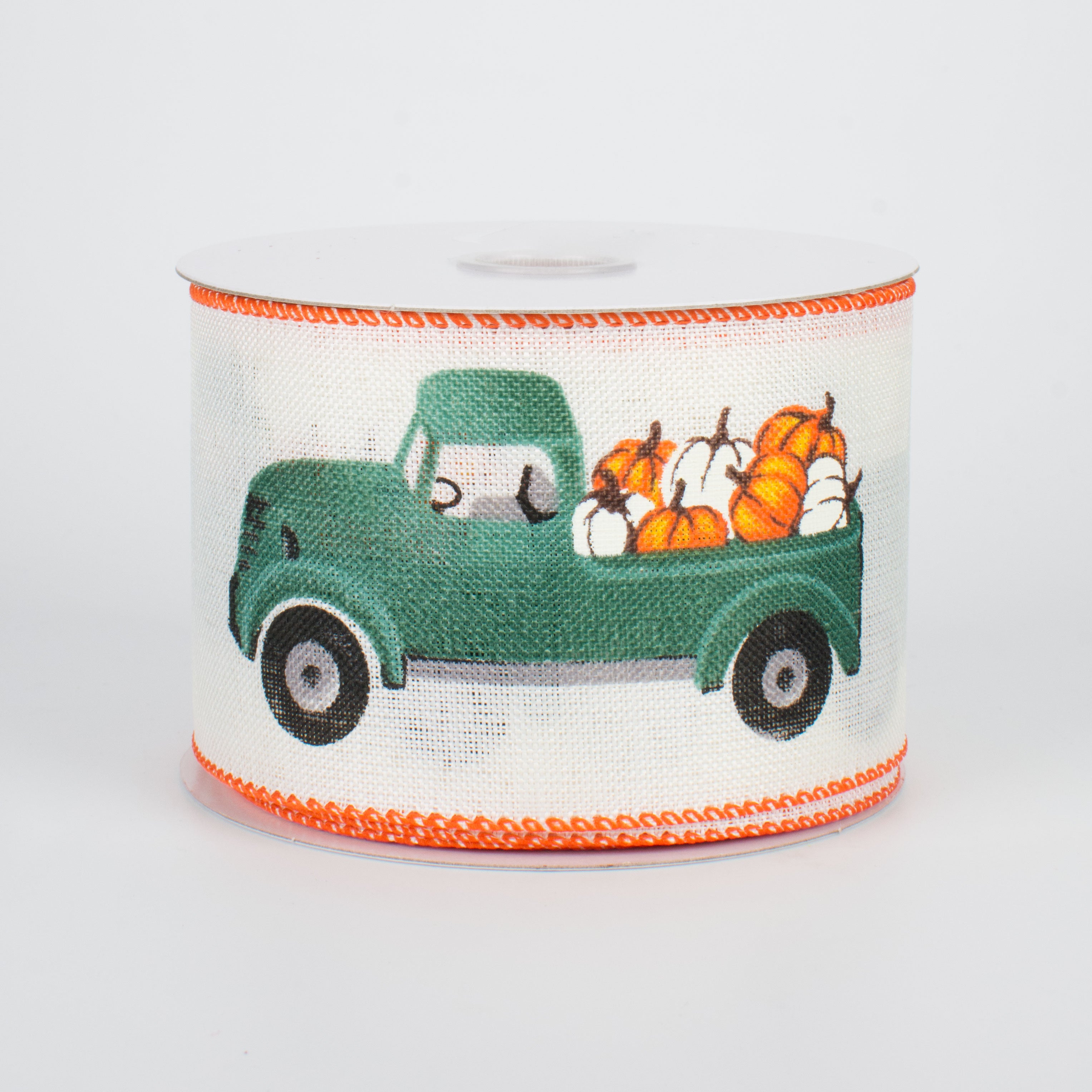 2.5" Fall Pumpkin Green Trunk Ribbon (10 Yards)