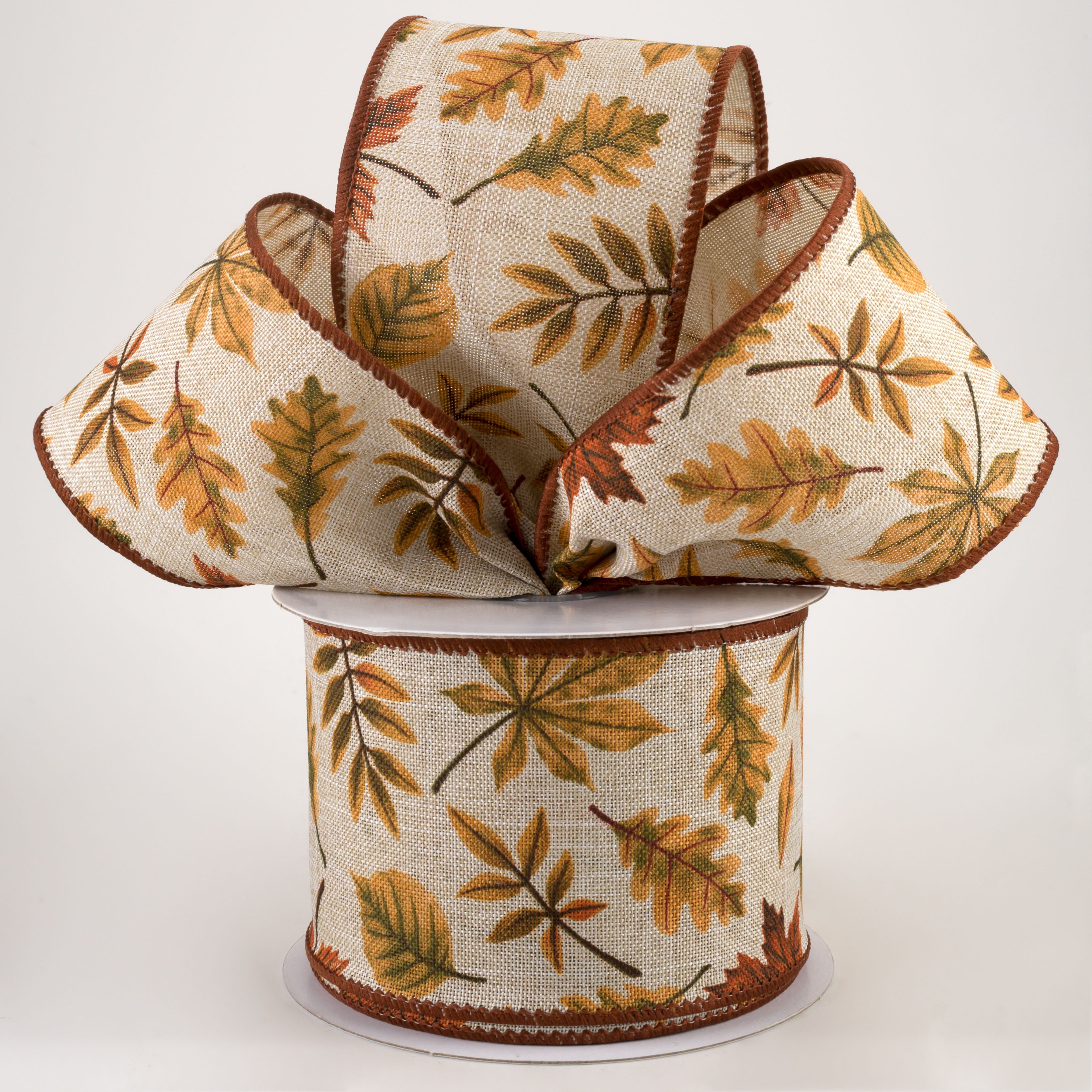 2.5" Falling Leaves Linen Ribbon: Natural (10 Yards) Lifestyle Photo