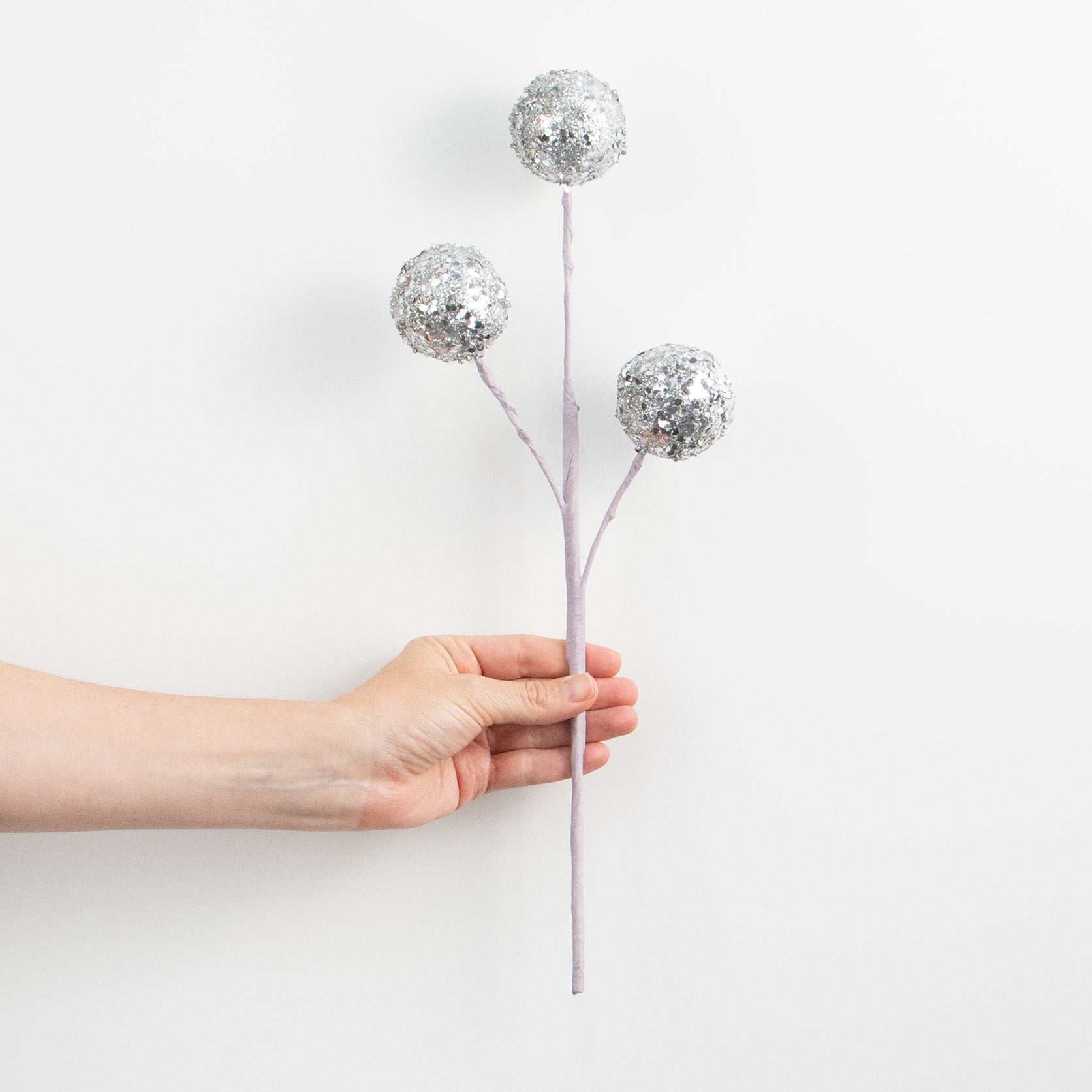 16" Fancy Glitter Ball Pick: Silver detail photo 3
