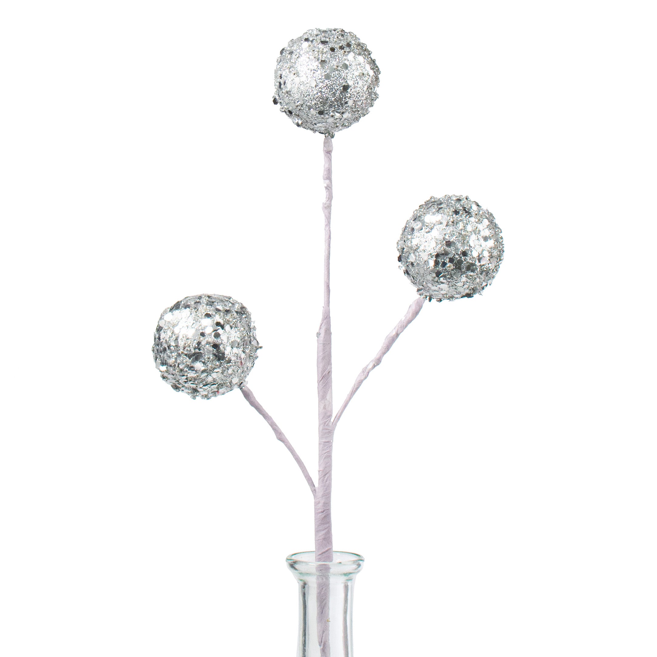 16" Fancy Glitter Ball Pick: Silver Item Number: ISB79553
