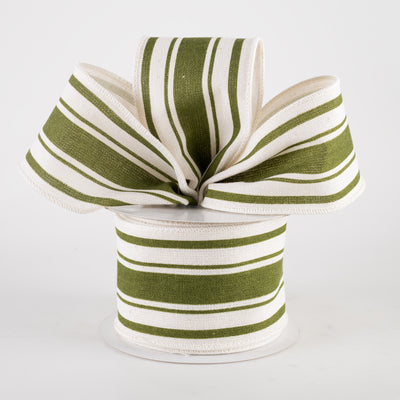 2.5" Farmhouse Stripe Ribbon: Moss Green & Ivory (10 Yards) Lifestyle Photo