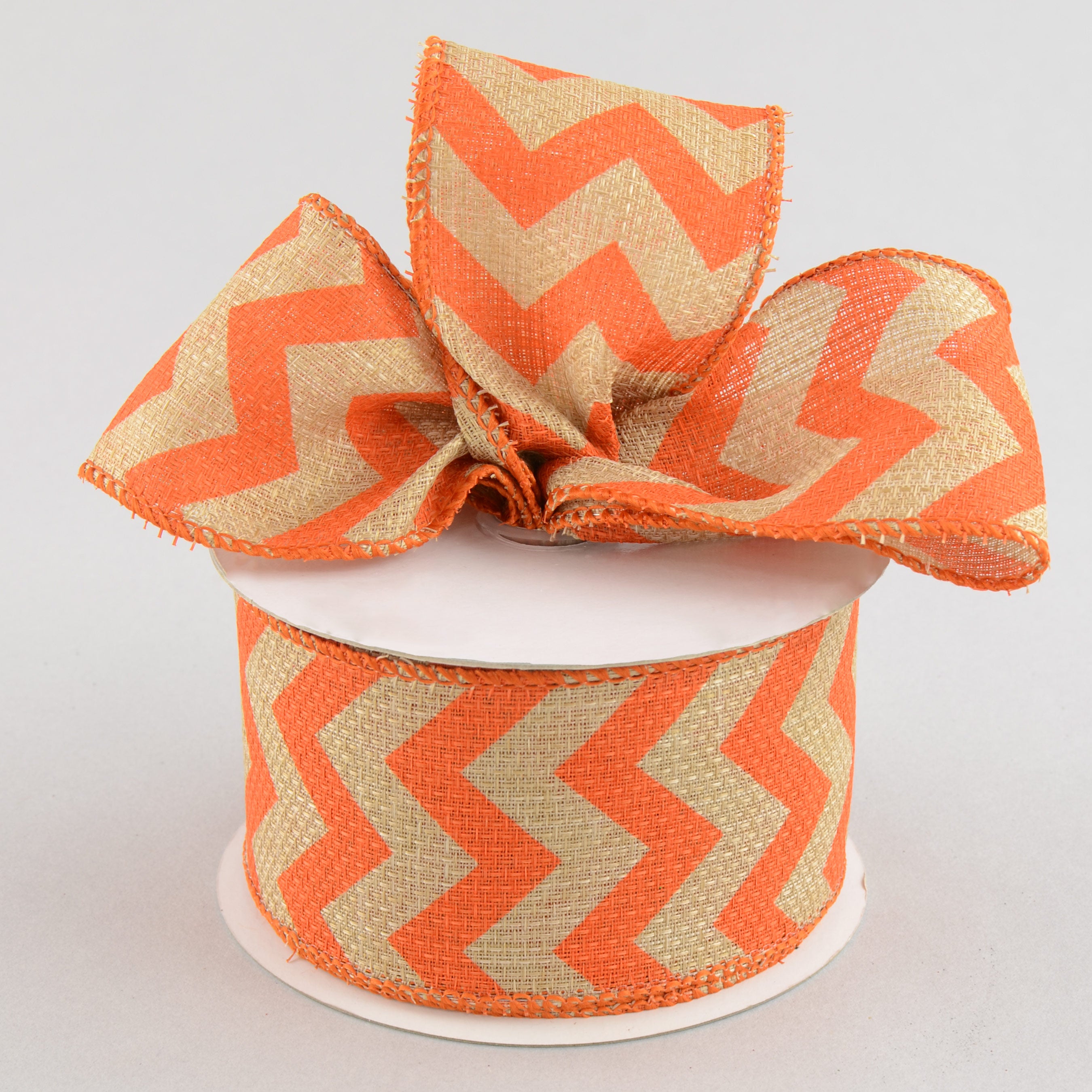 2.5" Faux Burlap Chevron Ribbon: Orange (10 Yards) Lifestyle Photo