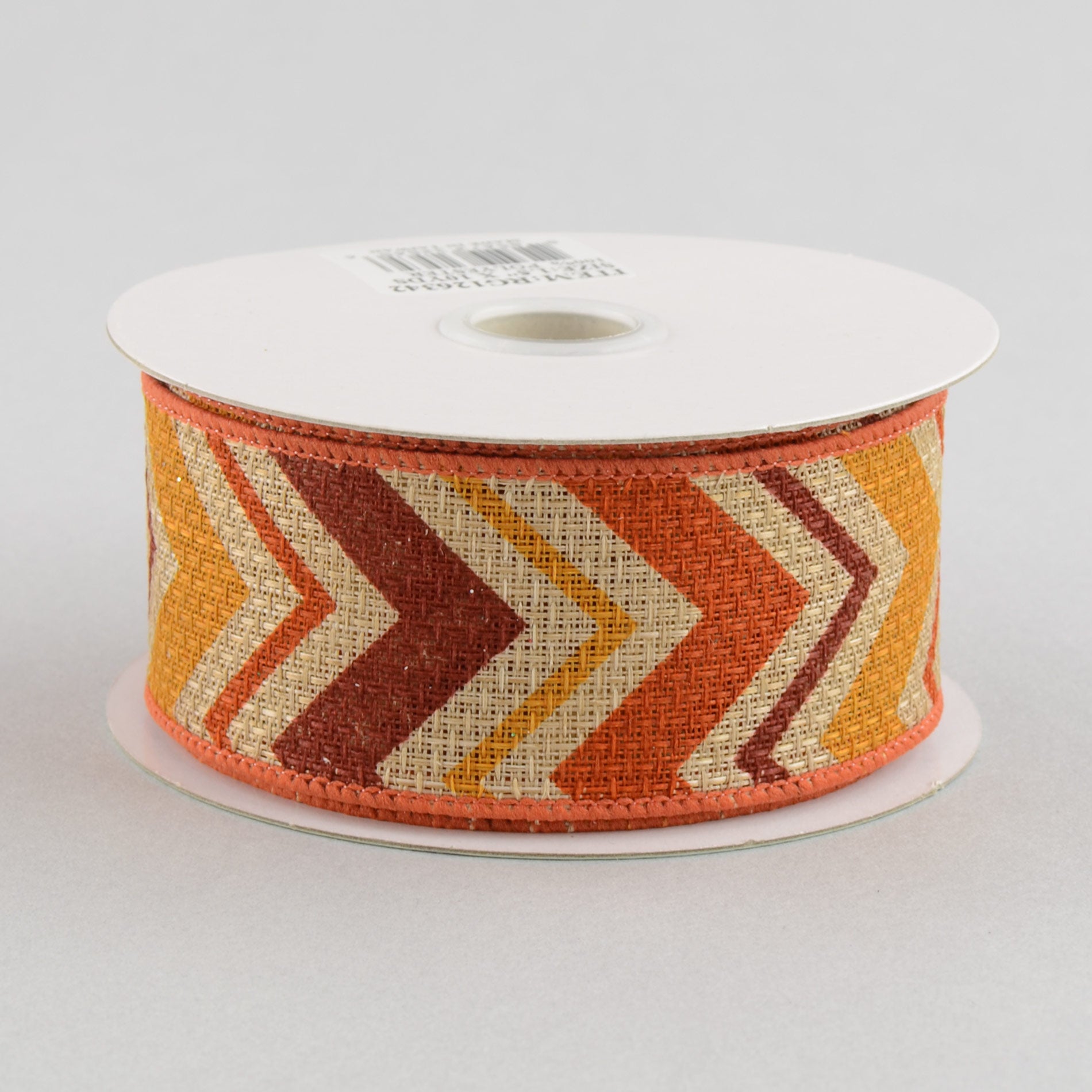 1.5" Faux Burlap Fall Chevron Ribbon: Gold, Orange & Burgundy (10 Yards)