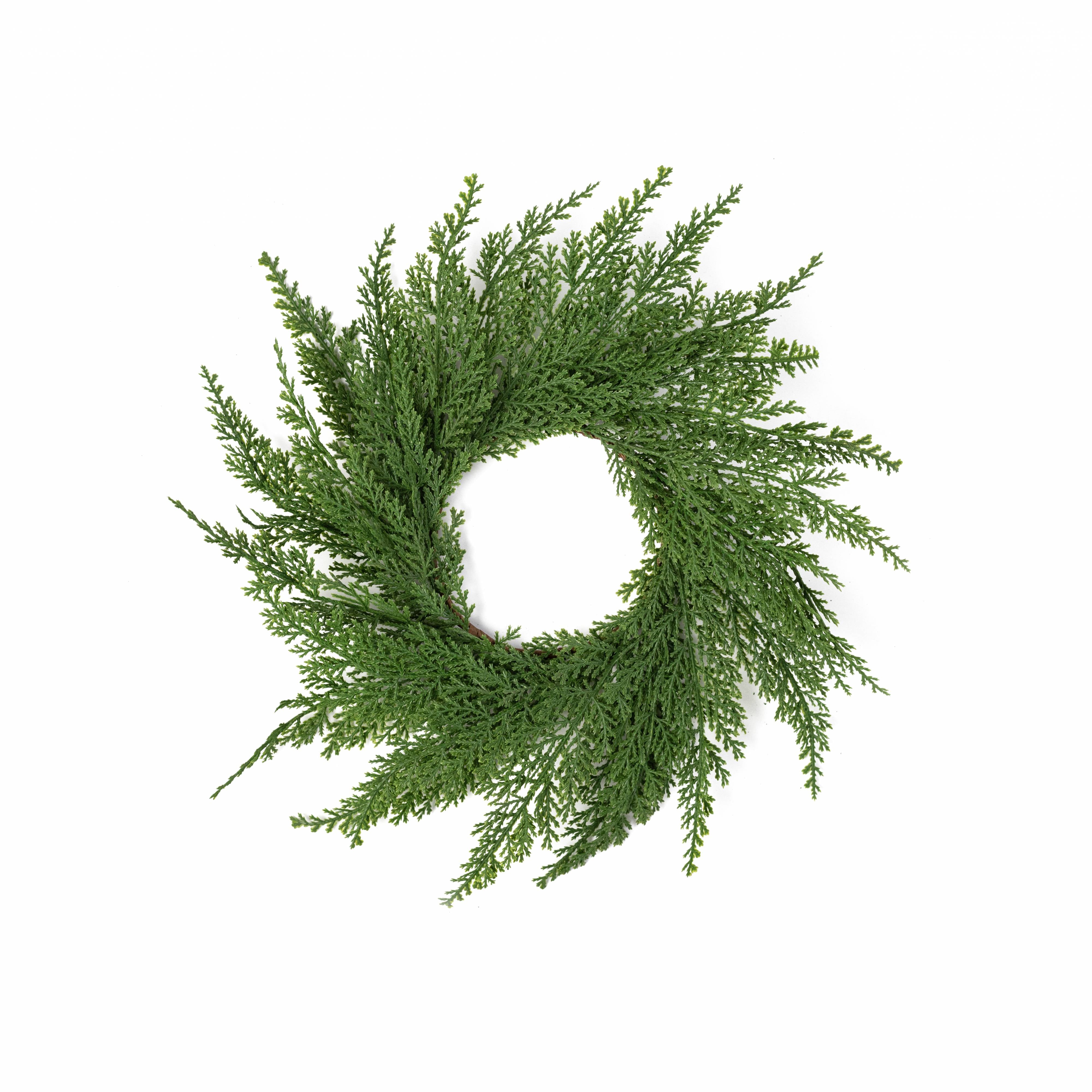 12" Faux Cedar Arborvitae Candle Ring Item Number: XX9435