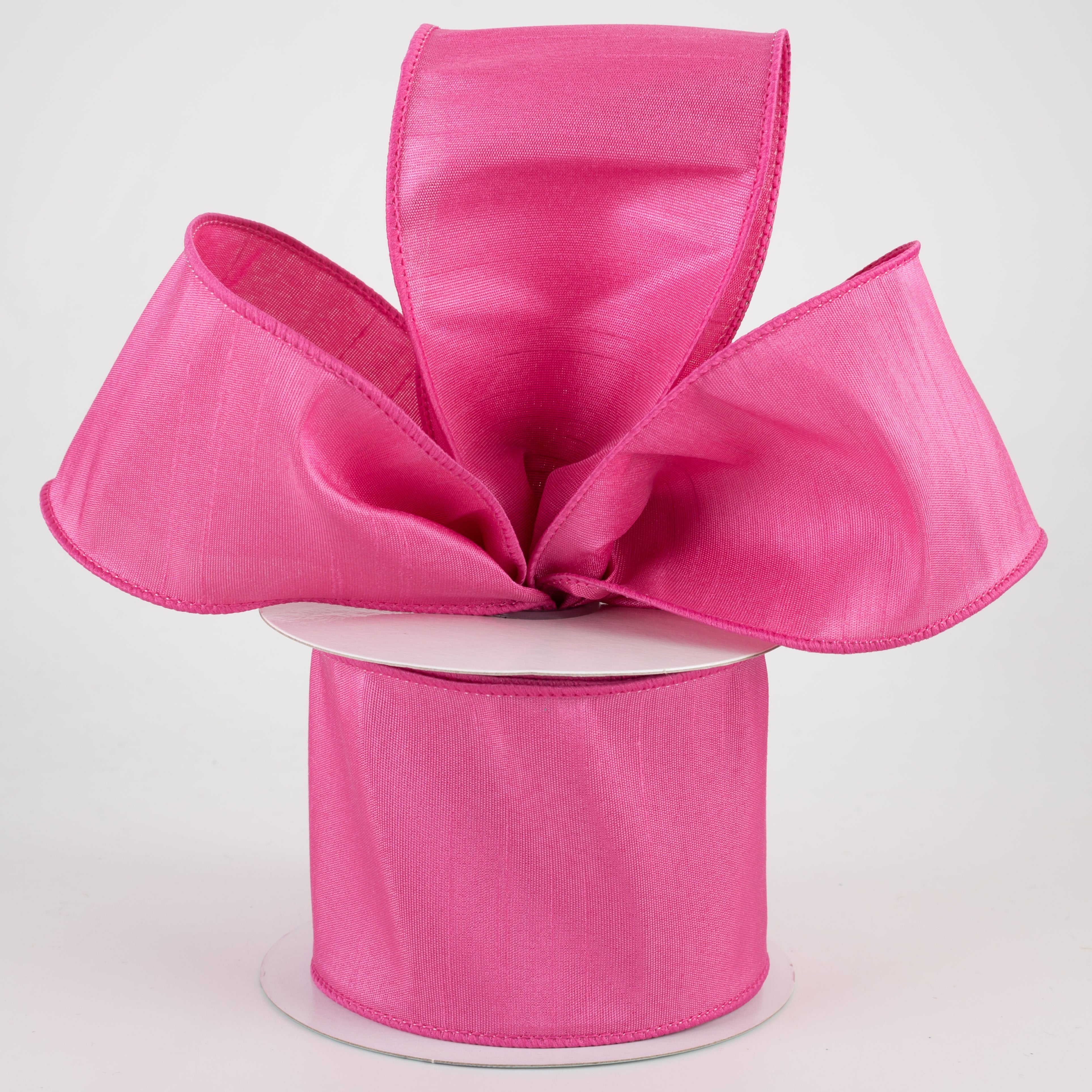 2.5" Faux Dupioni Ribbon: Hot Pink (10 Yard Roll) Lifestyle Photo