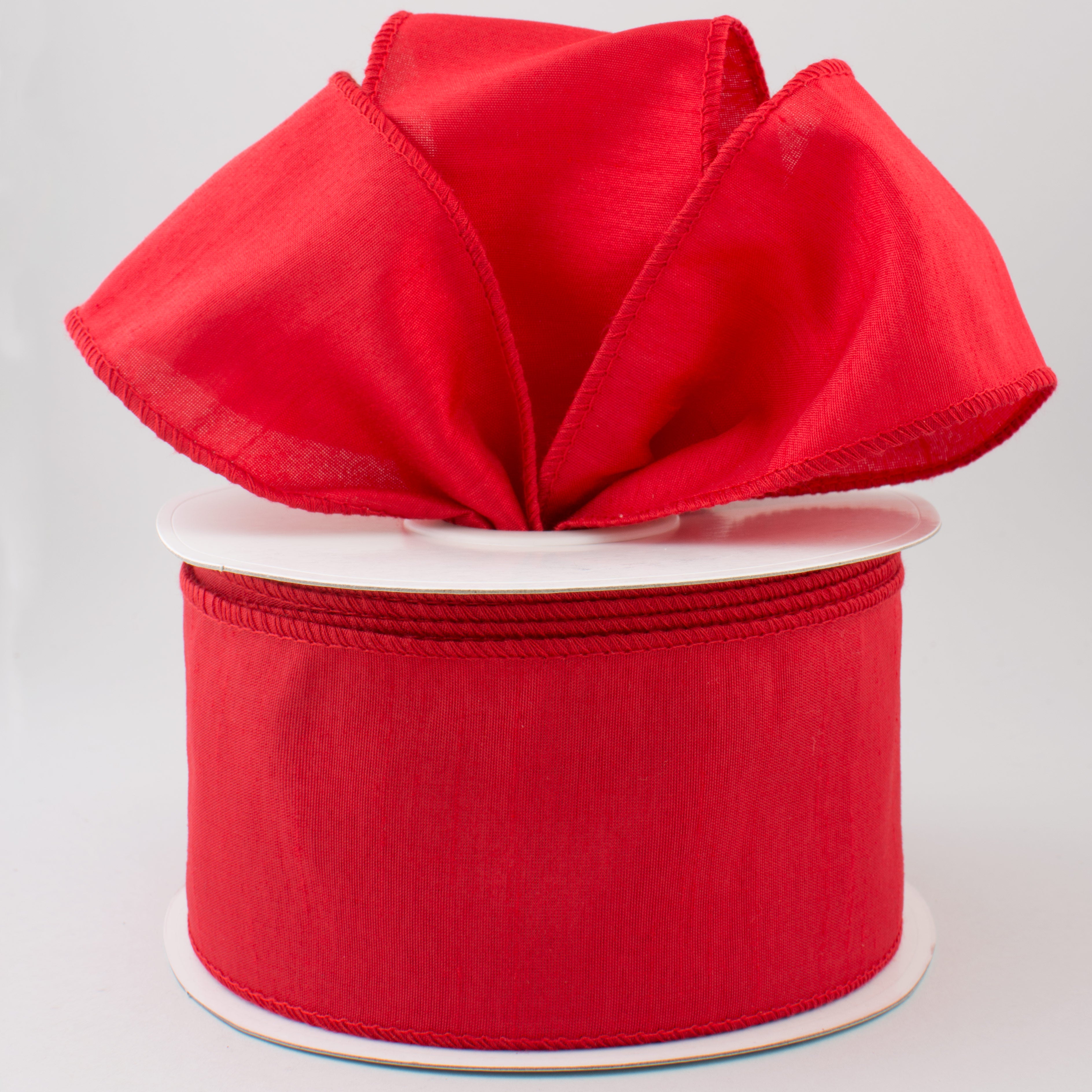 2.5" Faux Dupioni Ribbon: Red (25 Yard Roll) Lifestyle Photo