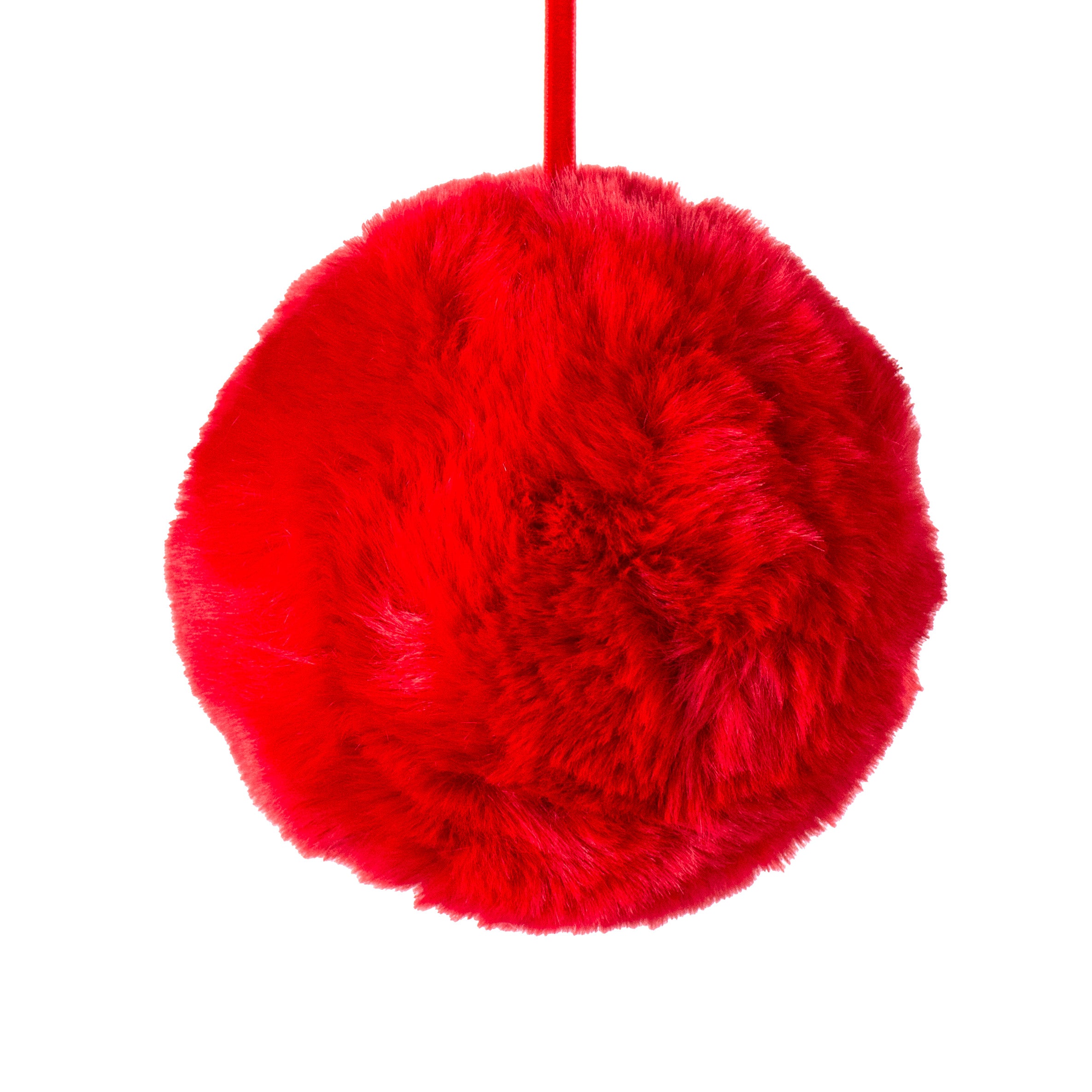 6" Faux Fur Ornament: Red Item Number: 85681RD